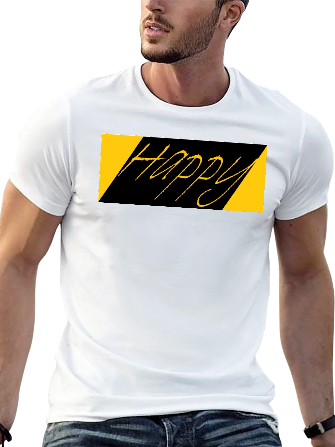 Happy Graphic Black T-Shirt - Casual Style
