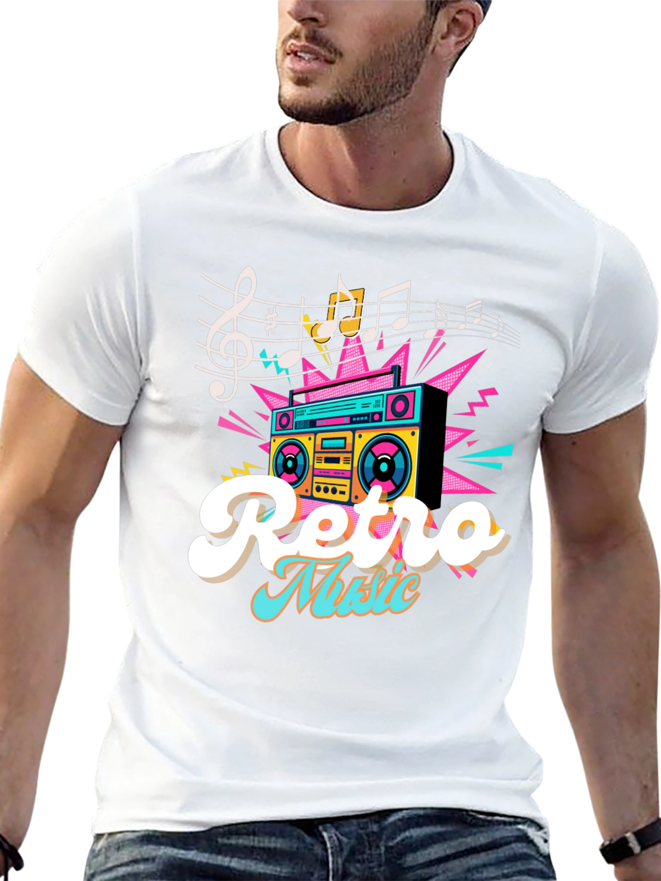 Retro Music T-Shirt - Boombox Graphic Tee