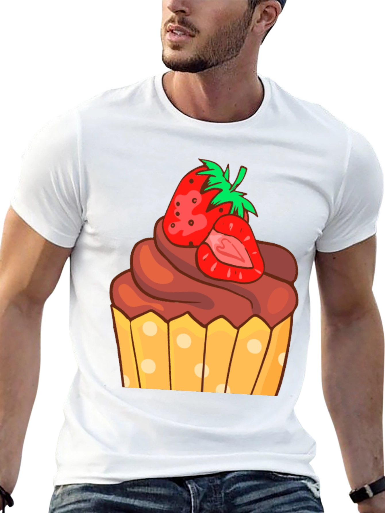 Strawberry Cupcake Graphic Tee - Sweet Treat Shirt