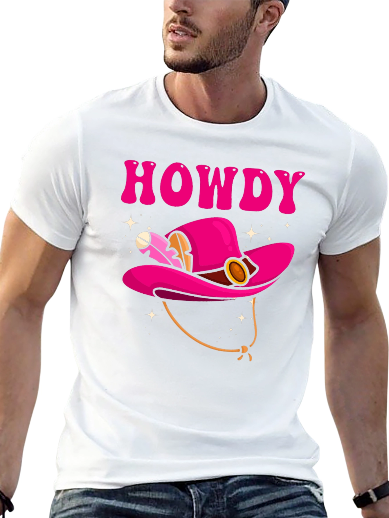Howdy Pink Cowboy Hat Graphic T-Shirt