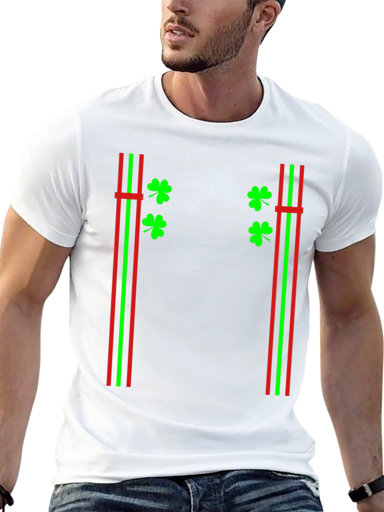 St. Patricks Day Suspender Shamrock T-Shirt