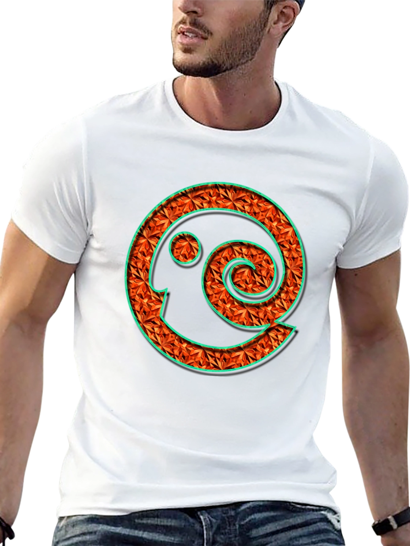Geometric Spiral Graphic Black T-Shirt