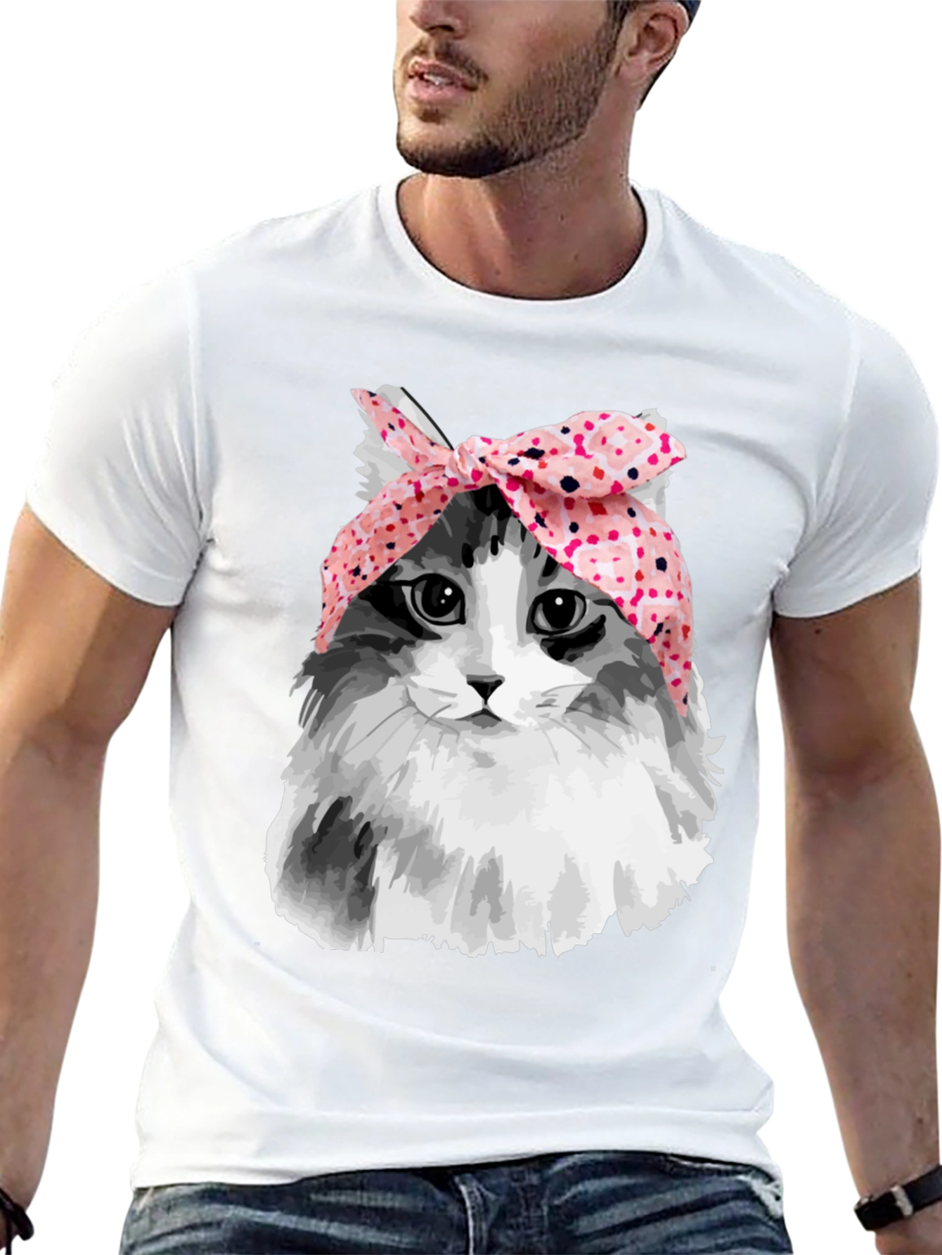 Cat with Headscarf T-Shirt - Unique Graphic Tee