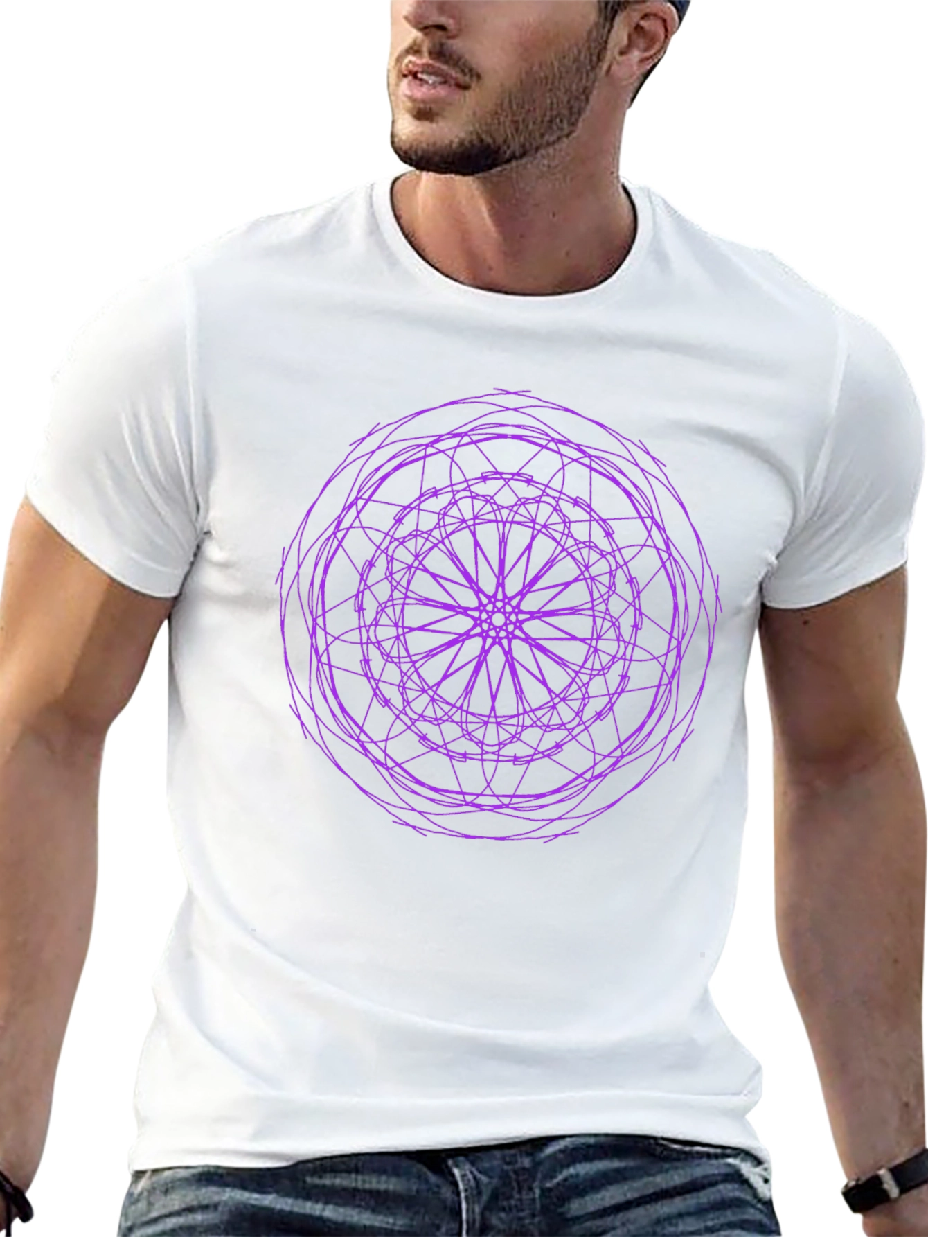 Abstract Purple Graphic Print Black T-Shirt