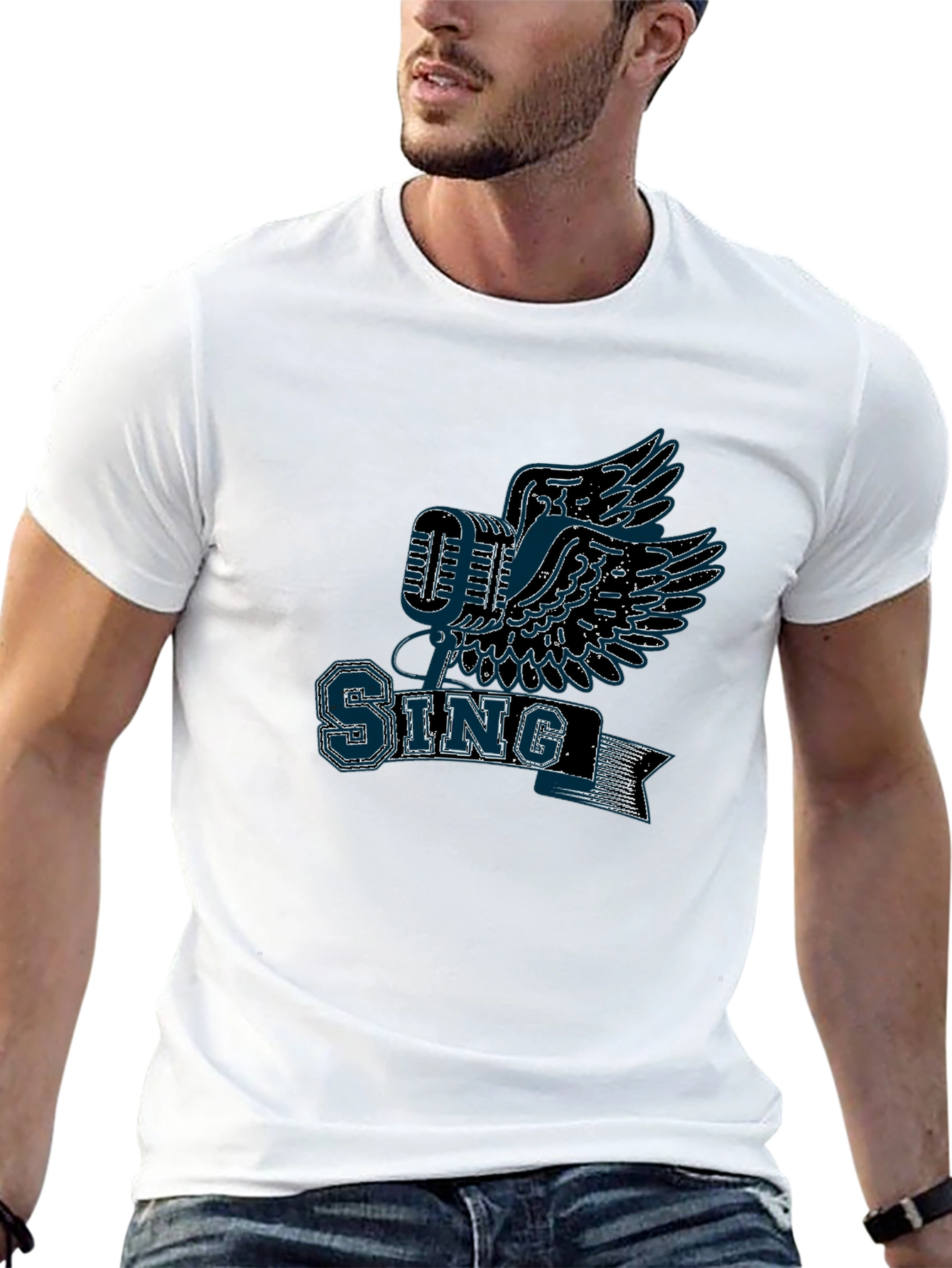 Sing Graphic T-Shirt - Flying Microphone Design