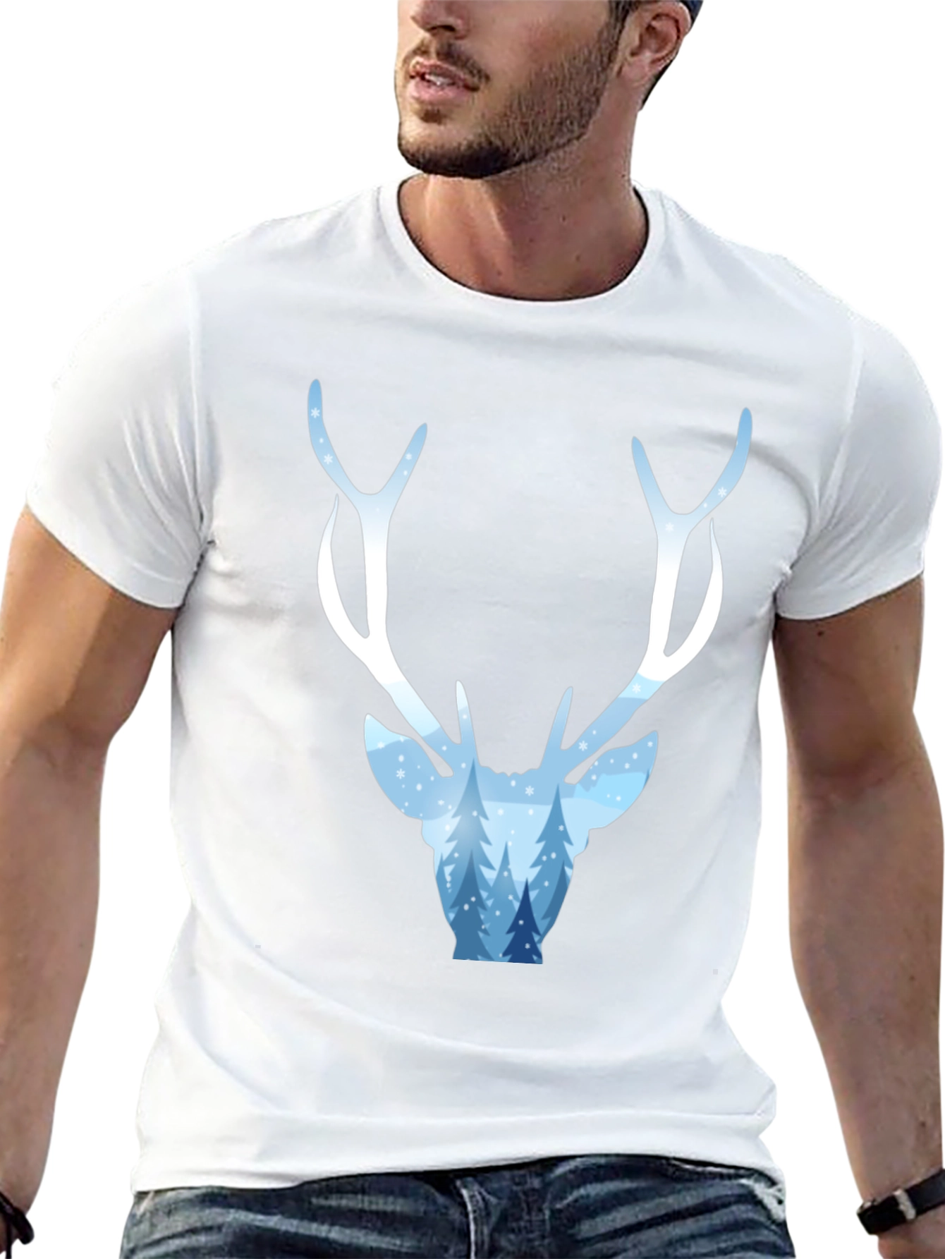 Winter Deer Graphic Tee - Stylish Holiday Apparel