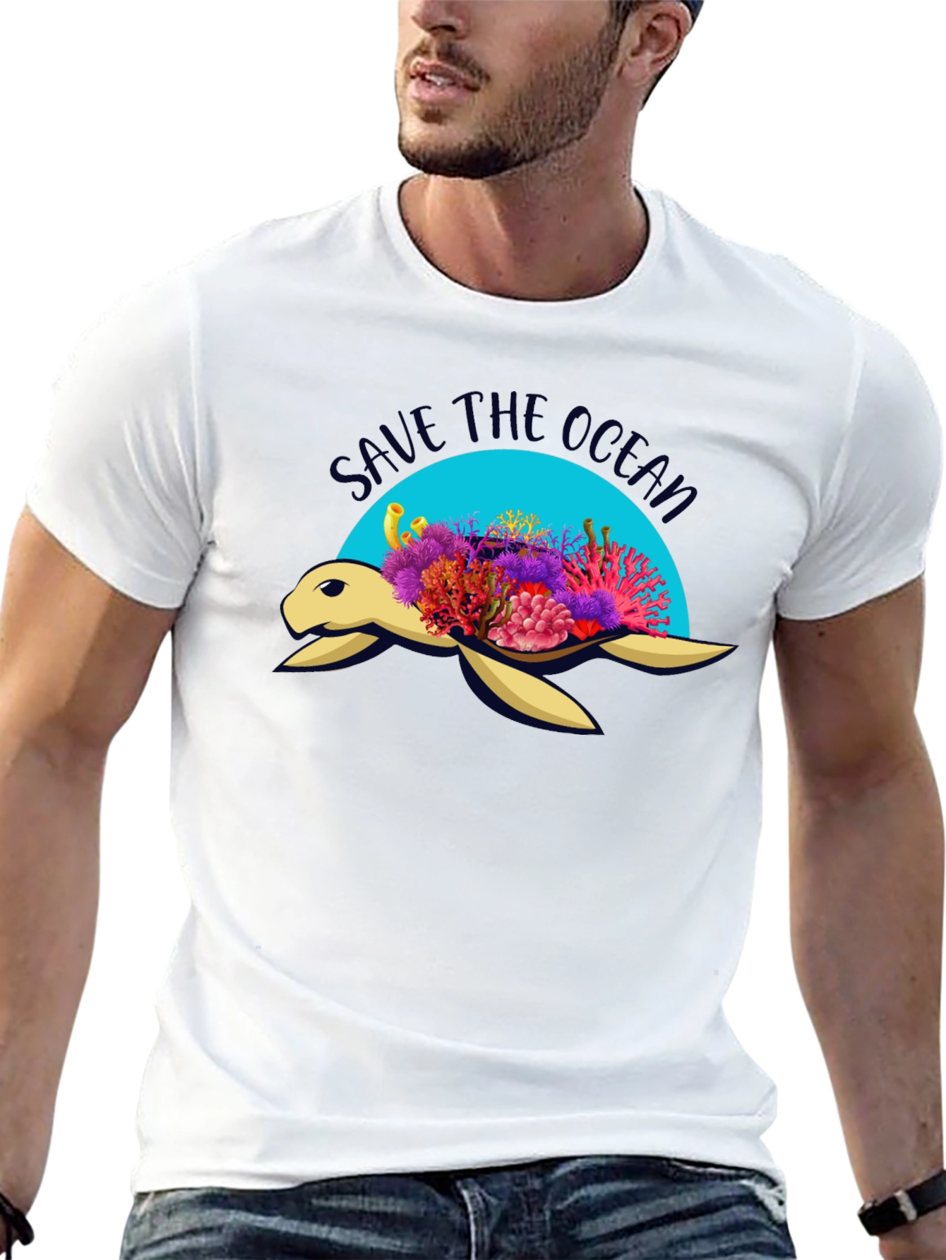 Save the Ocean Turtle Graphic Tee - Black