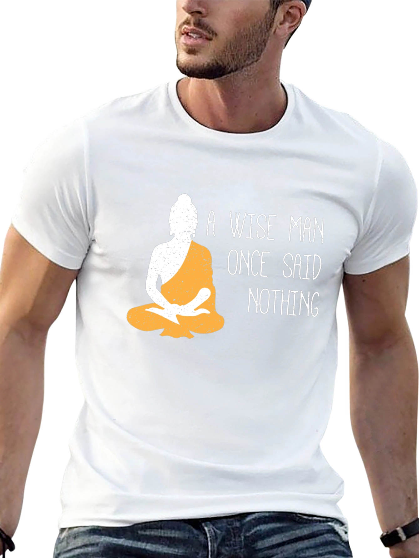 Wise Man Buddha Graphic T-Shirt - Black