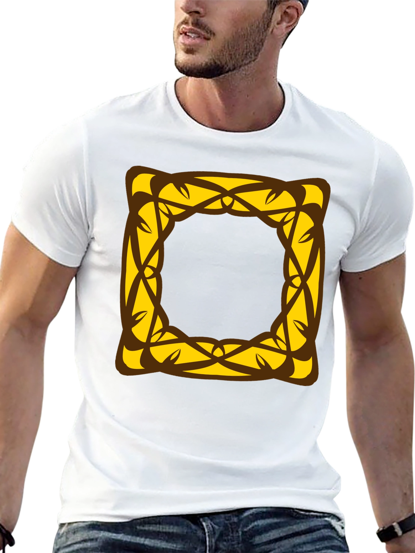 Stylish Black T-Shirt with Geometric Square Design