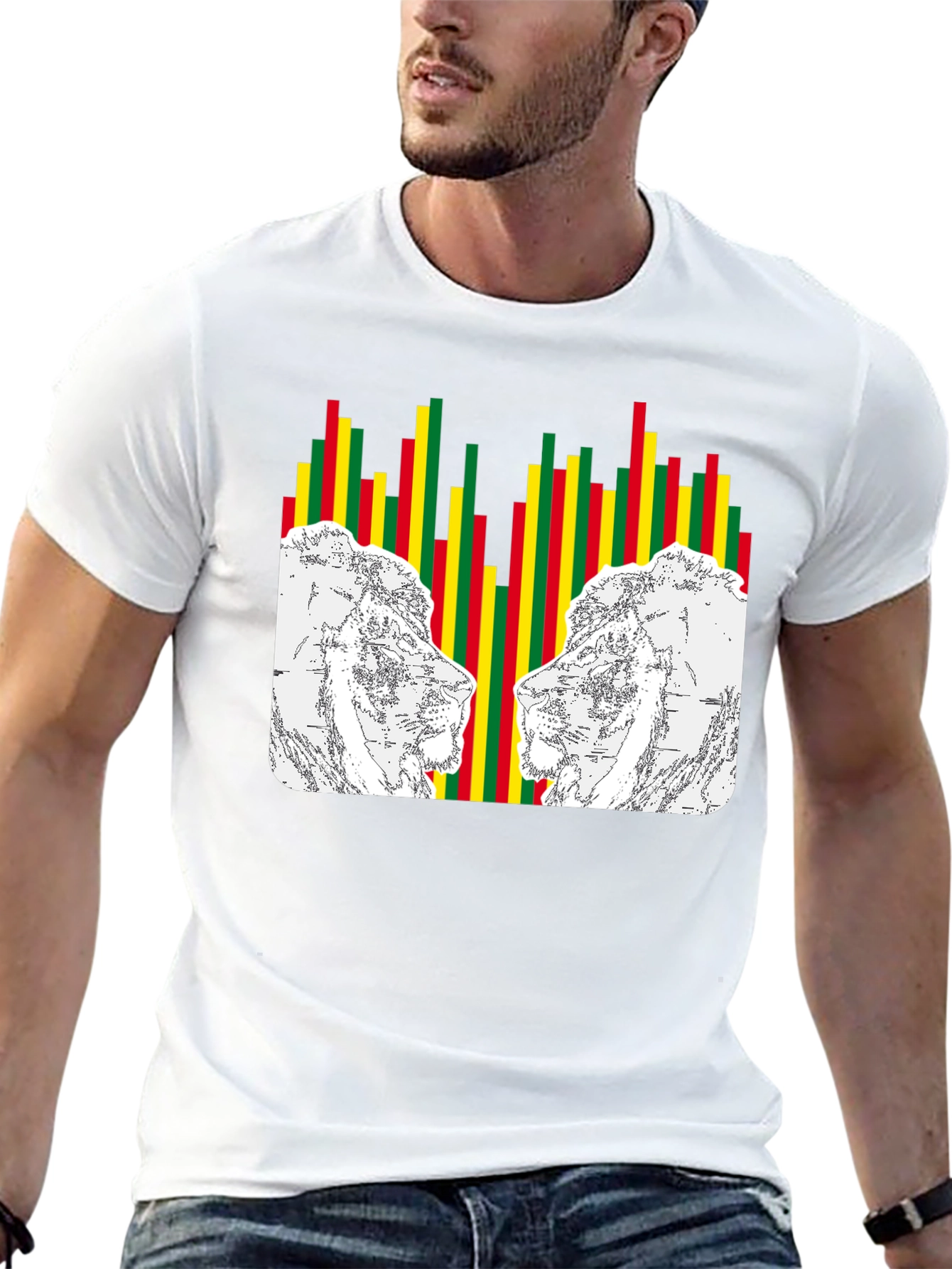 Rasta Lion Graphic T-Shirt - Black