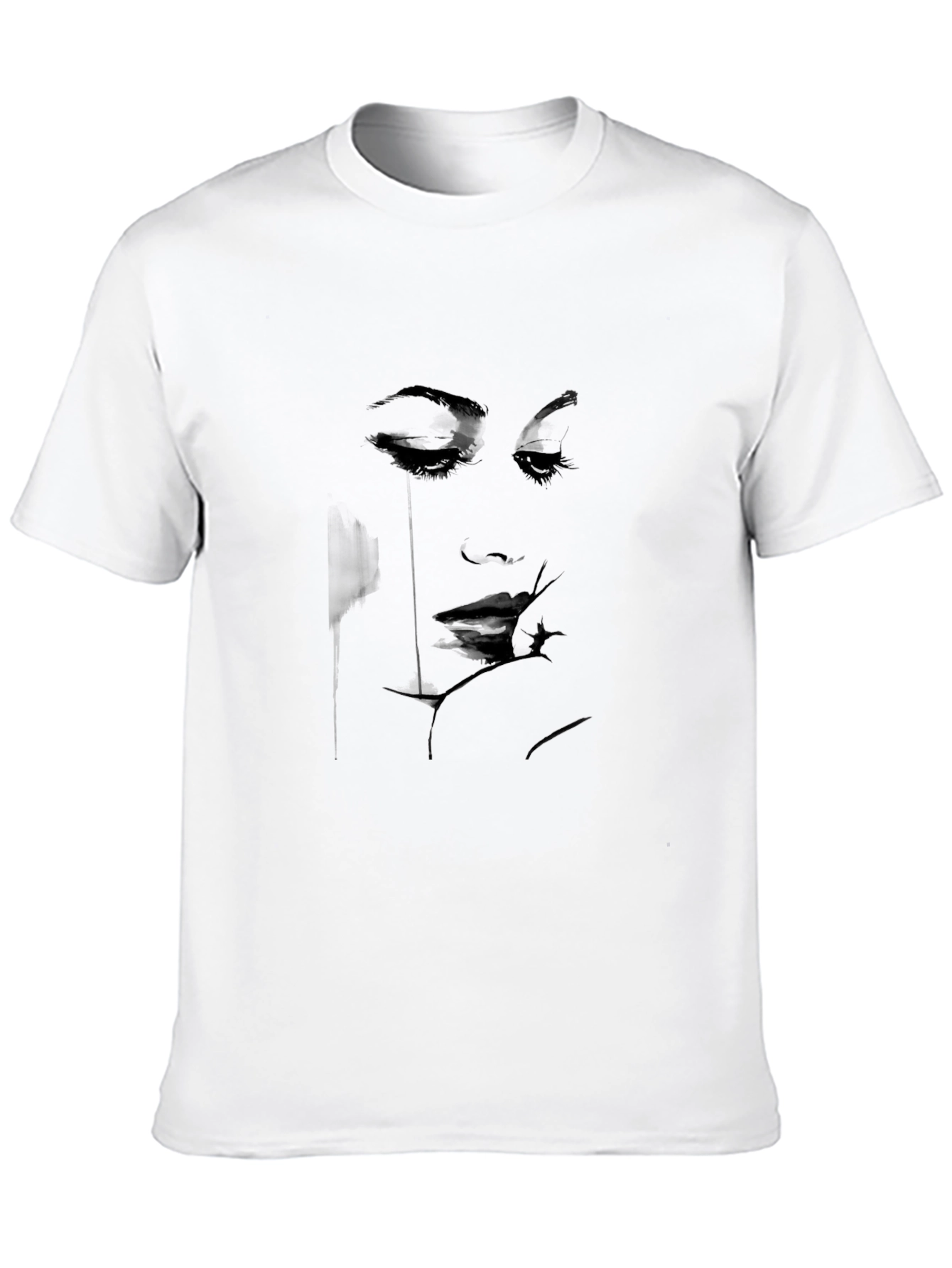 Abstract Face Graphic Black T-Shirt - Modern Artistic Design