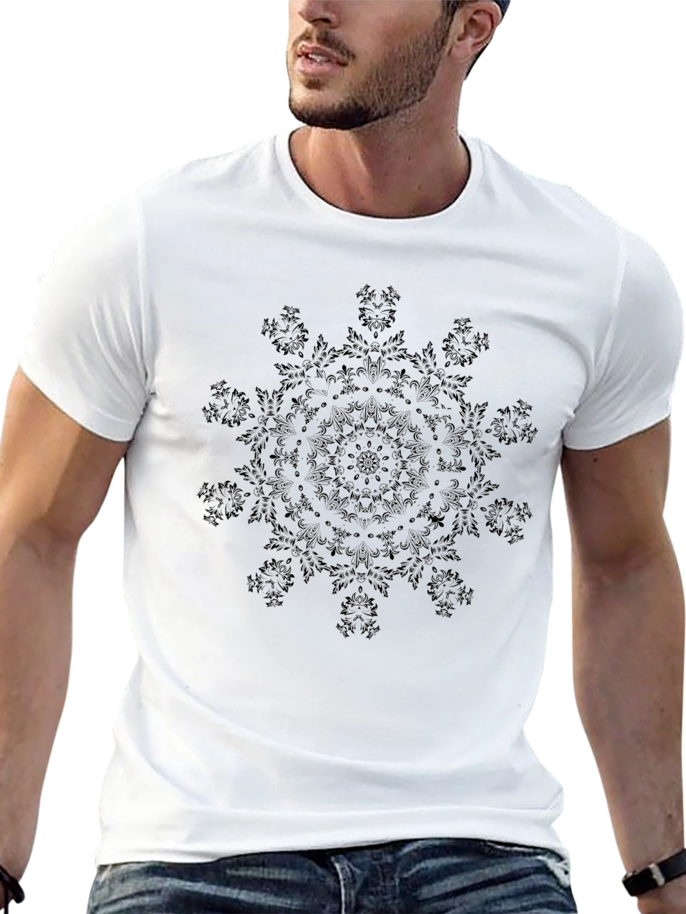 Black Mandala Graphic Tee - Stylish Casual Wear