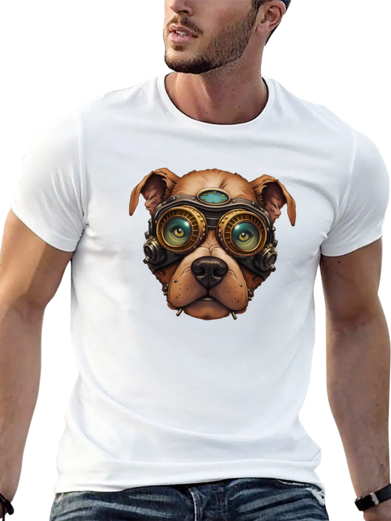 Steampunk Dog Graphic T-Shirt