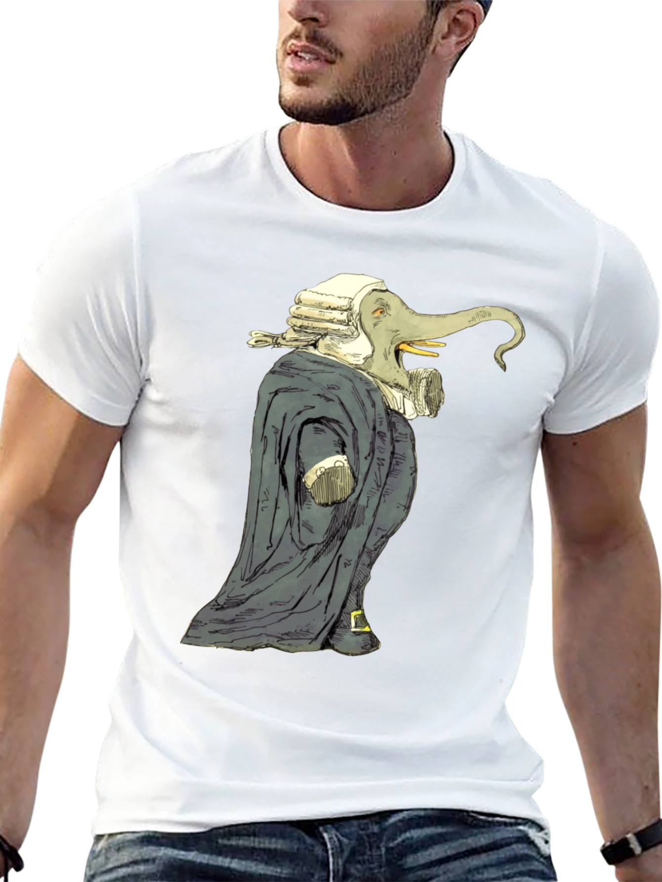Elephant Judge Graphic Black T-Shirt