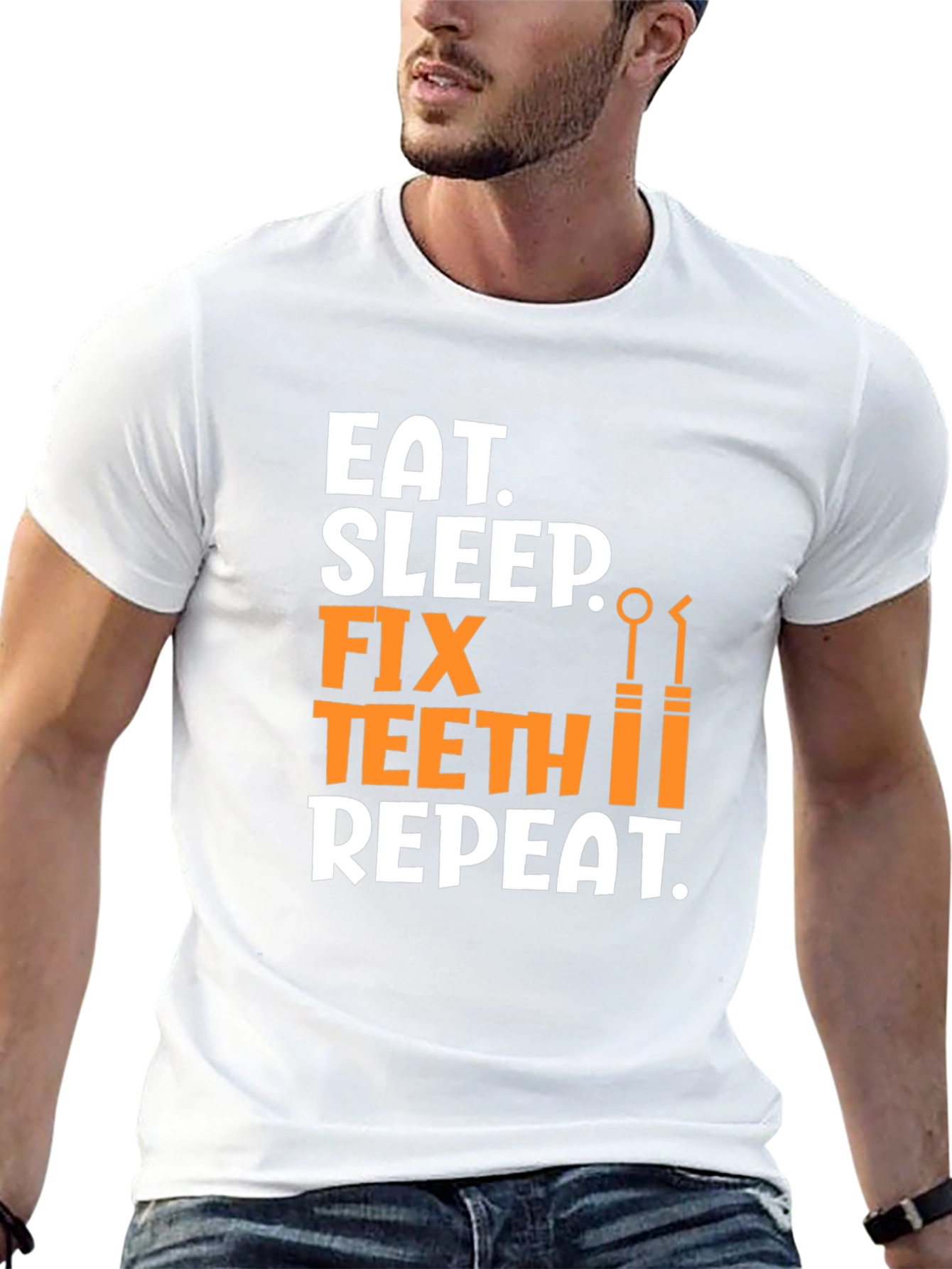 Eat Sleep Fix Teeth Repeat Black T-Shirt