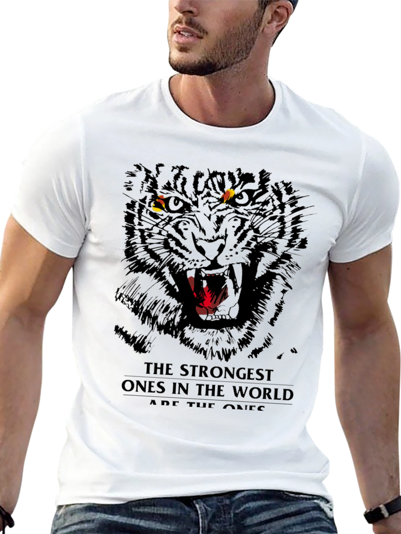 Mens Black Tiger Graphic T-Shirt - Fierce Design