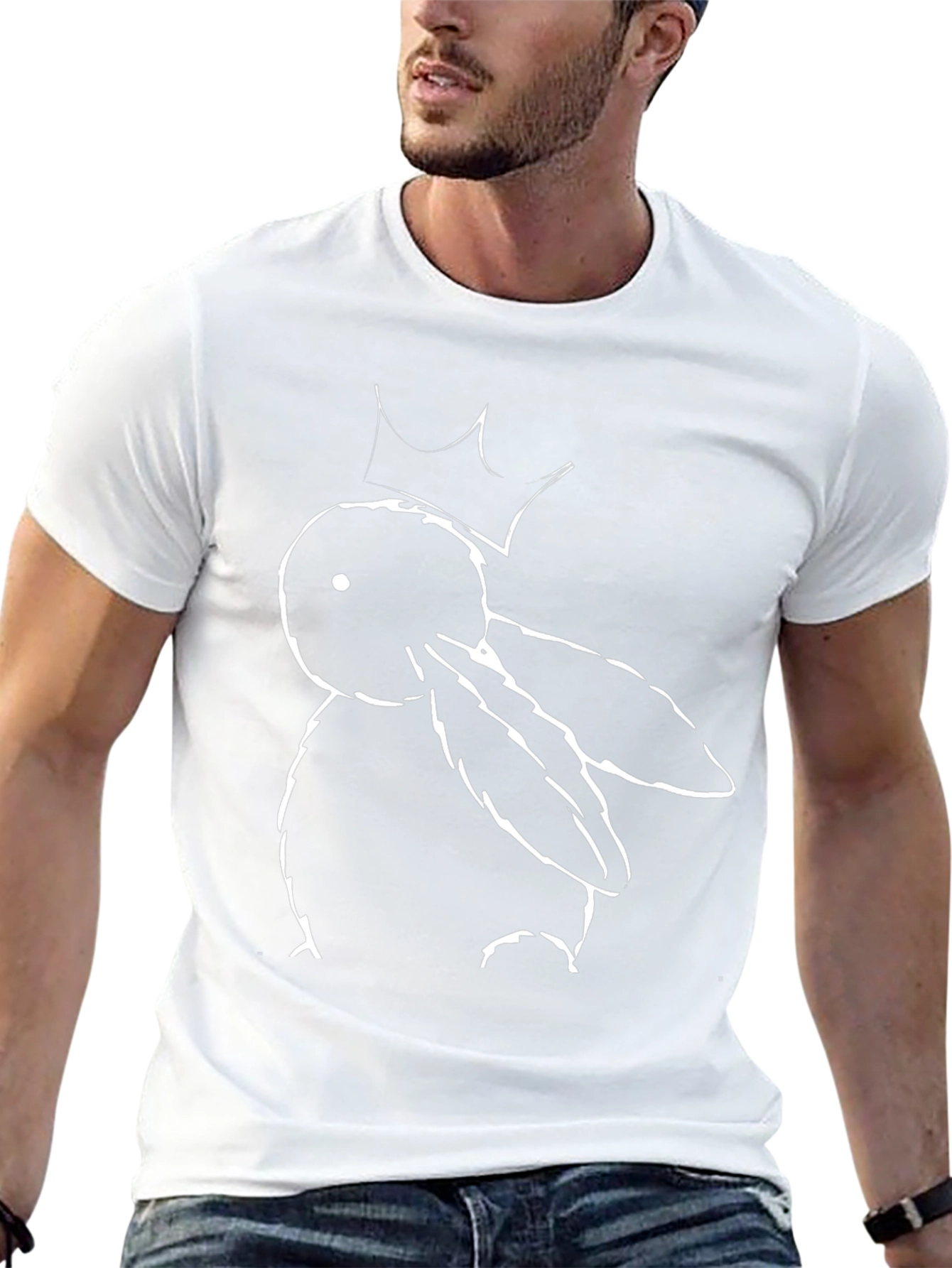 Black Graphic Tee: Bunny with Crown