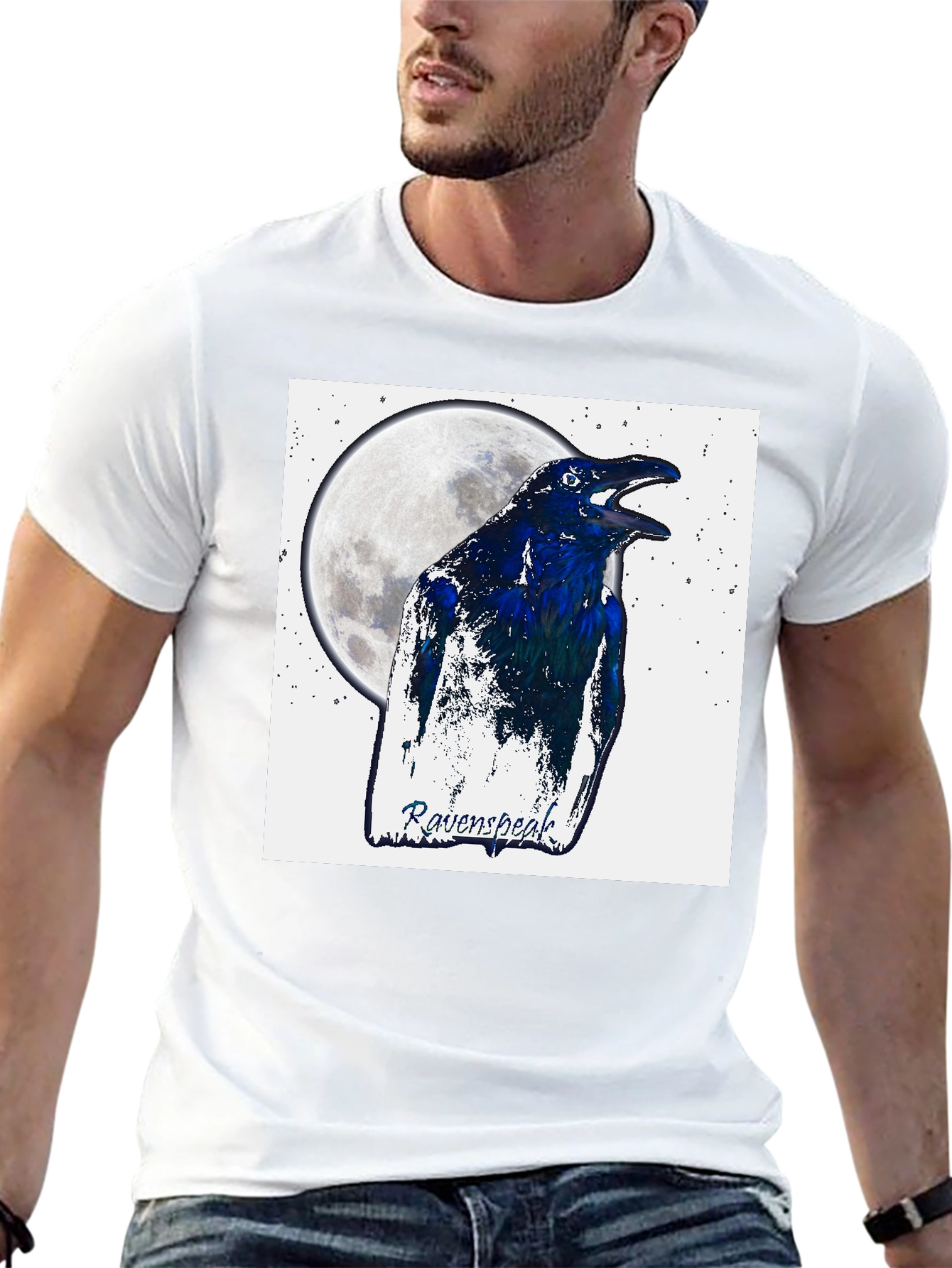 RavenSpeak T-Shirt - Moonlit Bird Graphic Tee