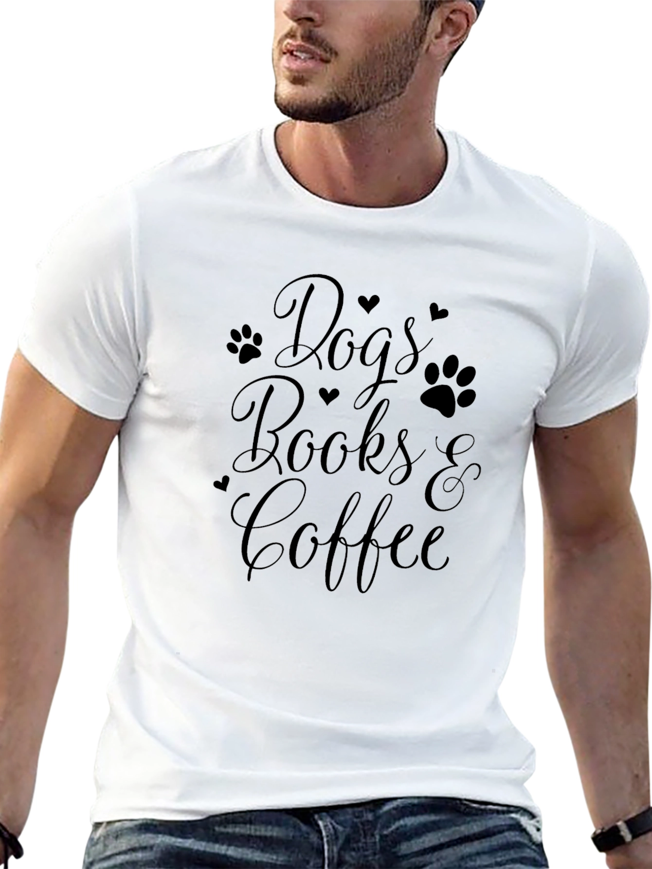 Dogs Books & Coffee Graphic Tee - Black