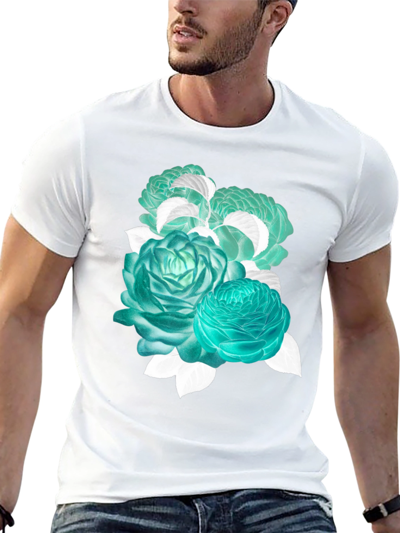 Floral Graphic Tee - Stylish Black Cotton T-Shirt