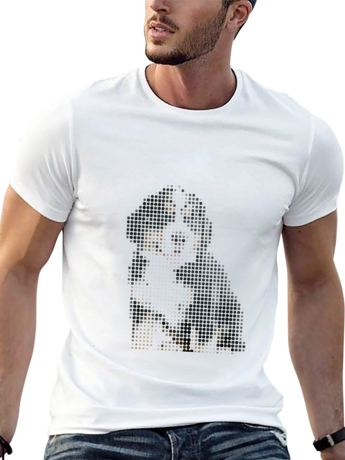 Pixelated Dog Graphic Tee - Modern Black T-Shirt