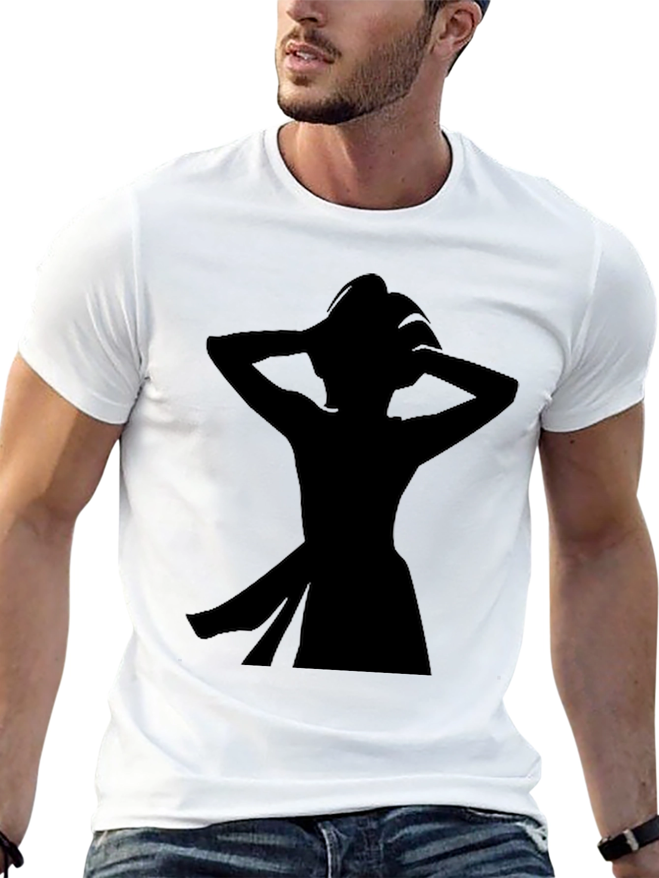 Silhouette Graphic Tee - Black Cotton Casual Shirt
