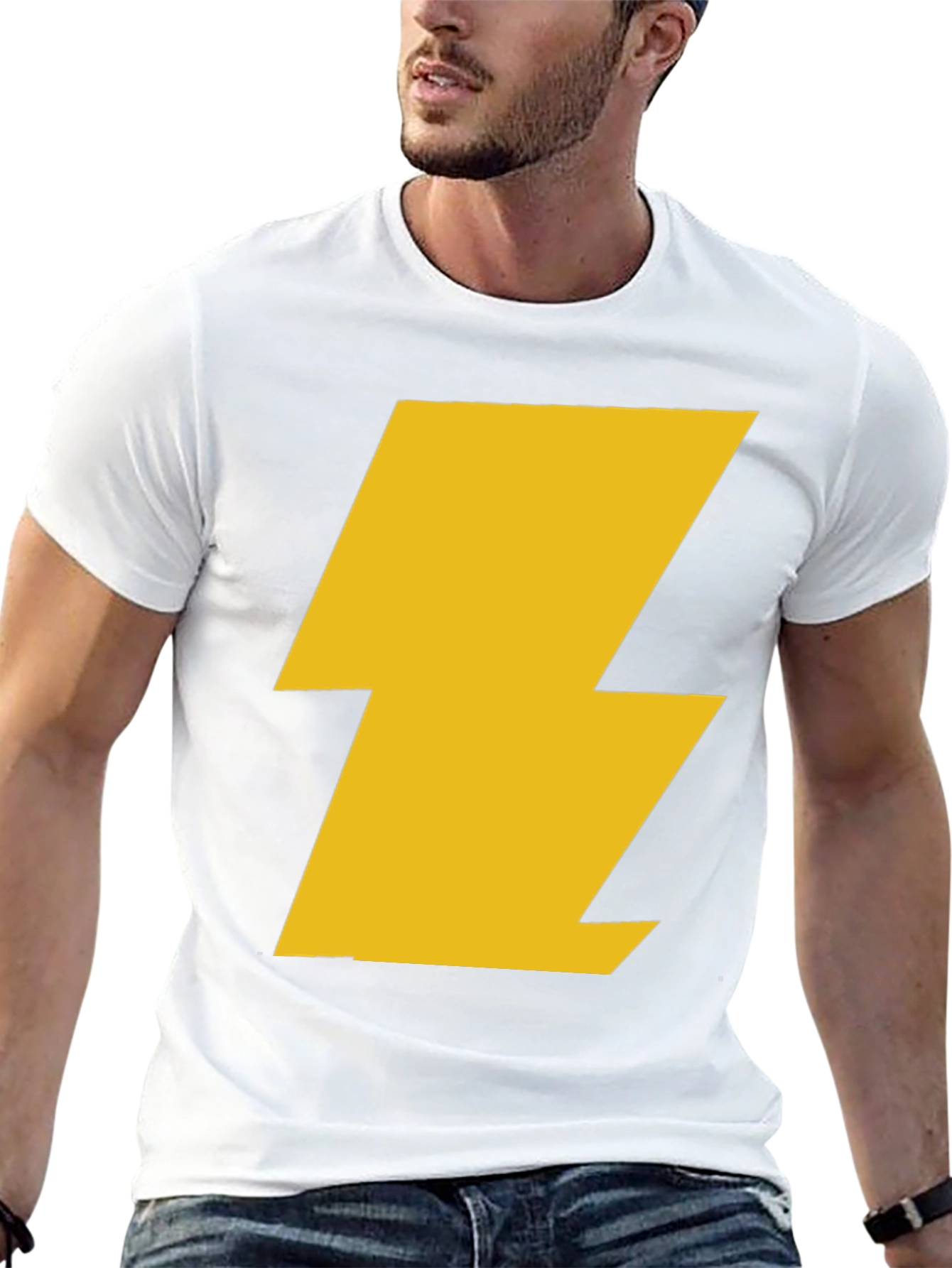 Black T-Shirt with Gold Lightning Bolt