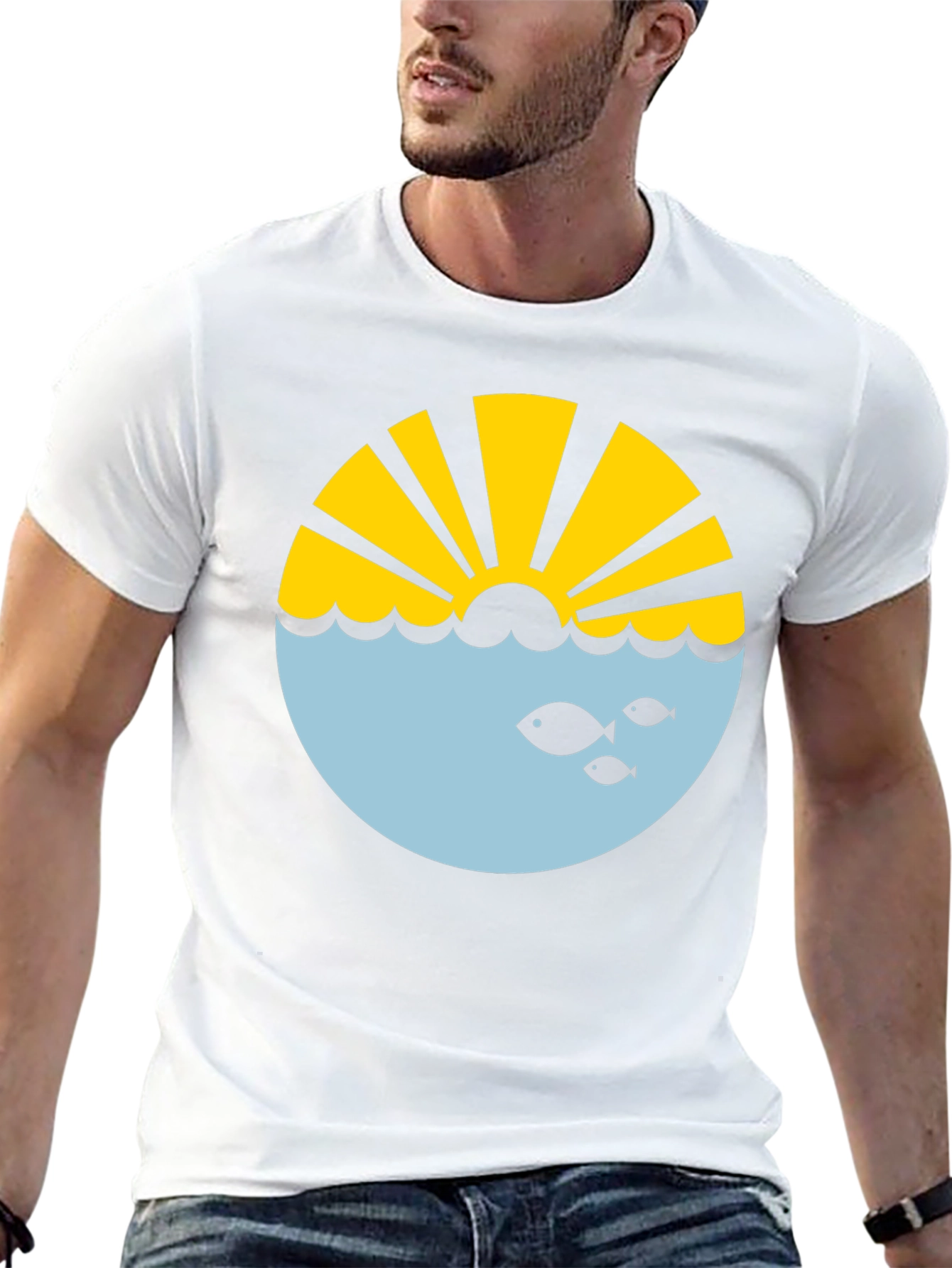 Sunrise Ocean Graphic Tee - Stylish Black T-Shirt