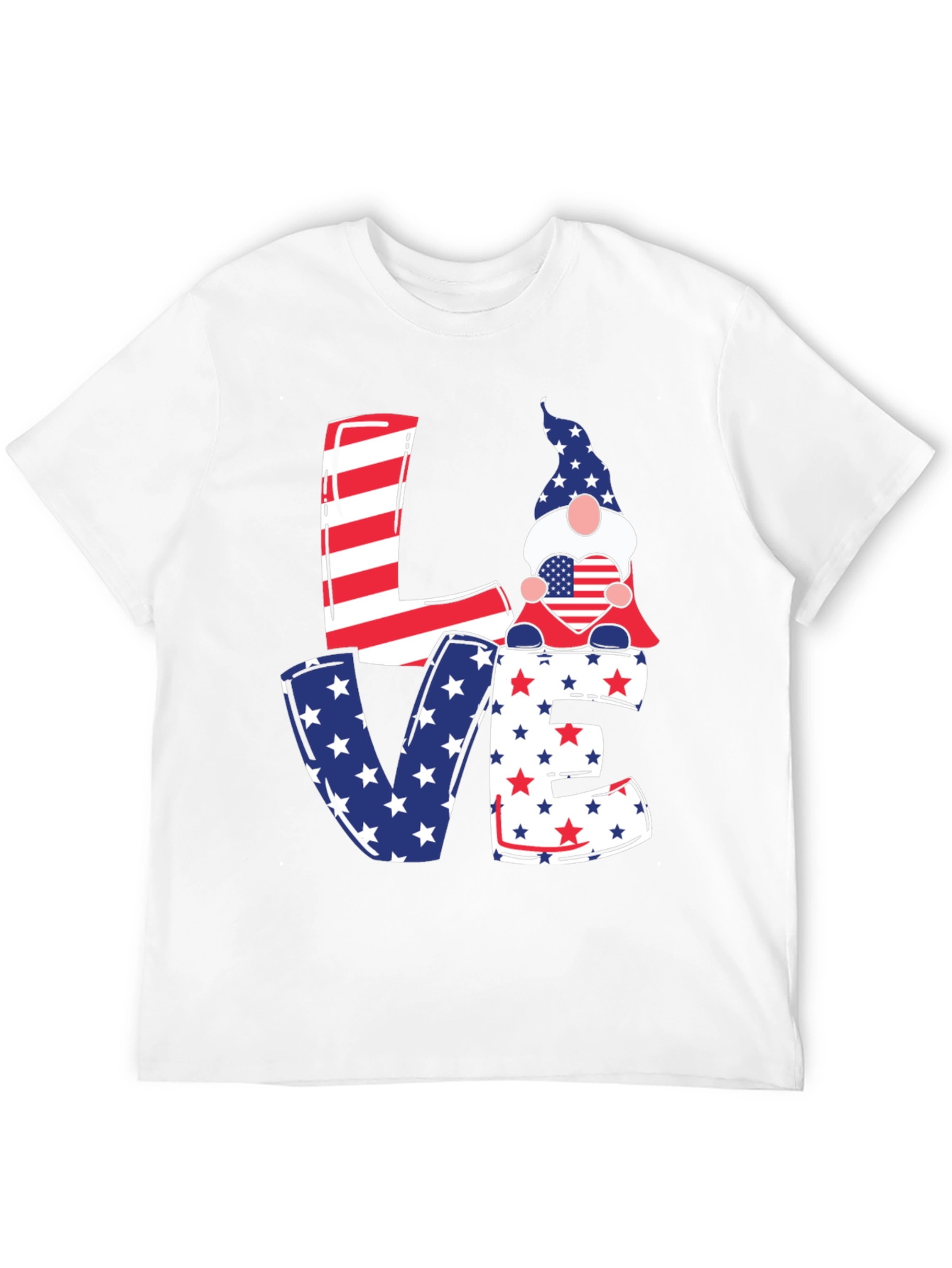 Patriotic Gnome Love T-Shirt - USA Pride Tee