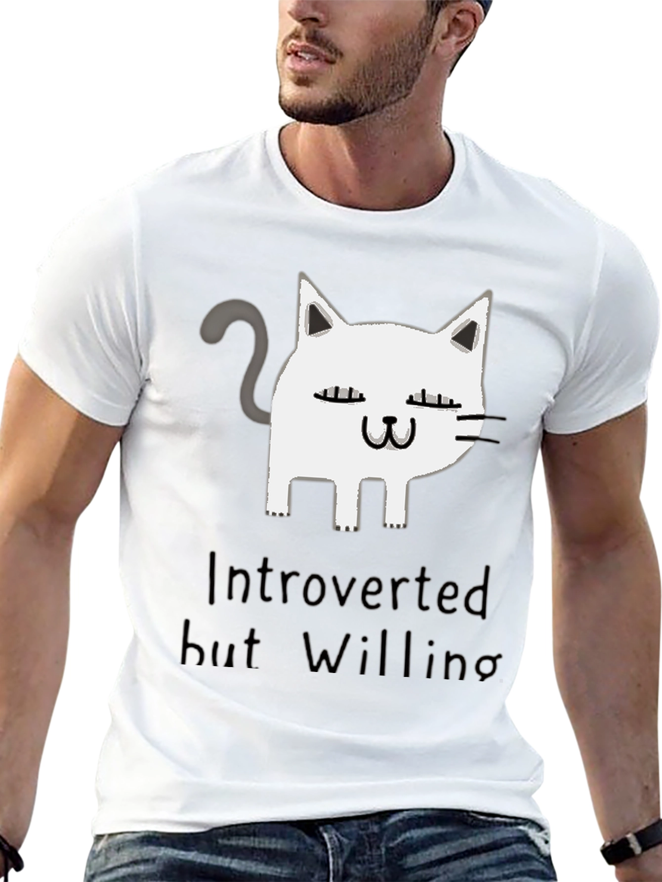 Introverted But Willing Cat Graphic T-Shirt