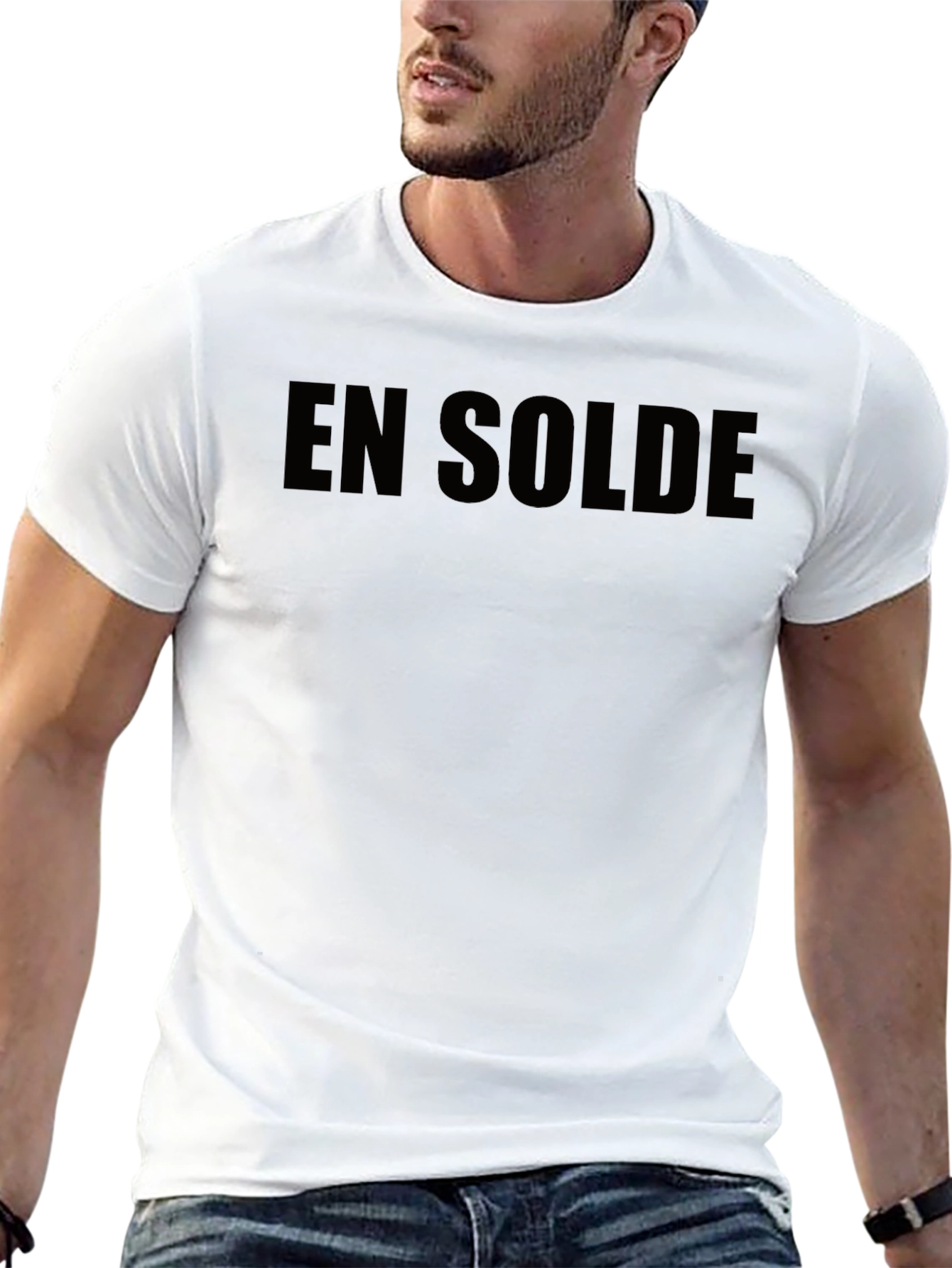 En Solde Black Graphic T-Shirt