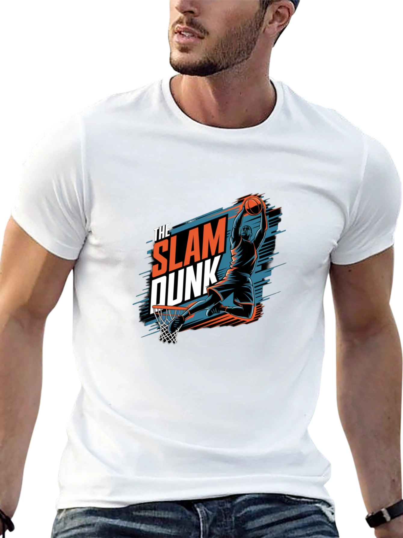 Slam Dunk Graphic Tee - Black Cotton Basketball T-Shirt