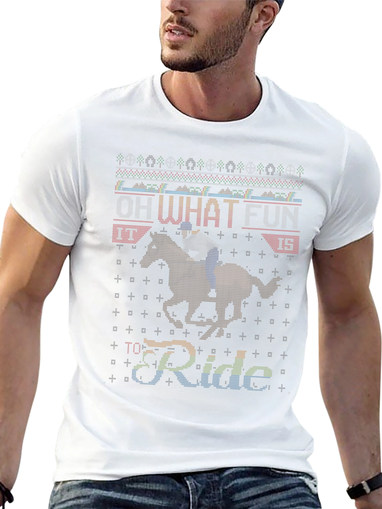 Funny Horse Riding Ugly Christmas Sweater T-Shirt