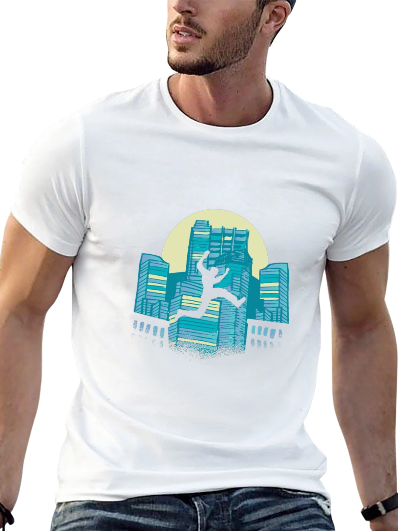 Urban Leap Graphic Tee - Black Cotton T-Shirt