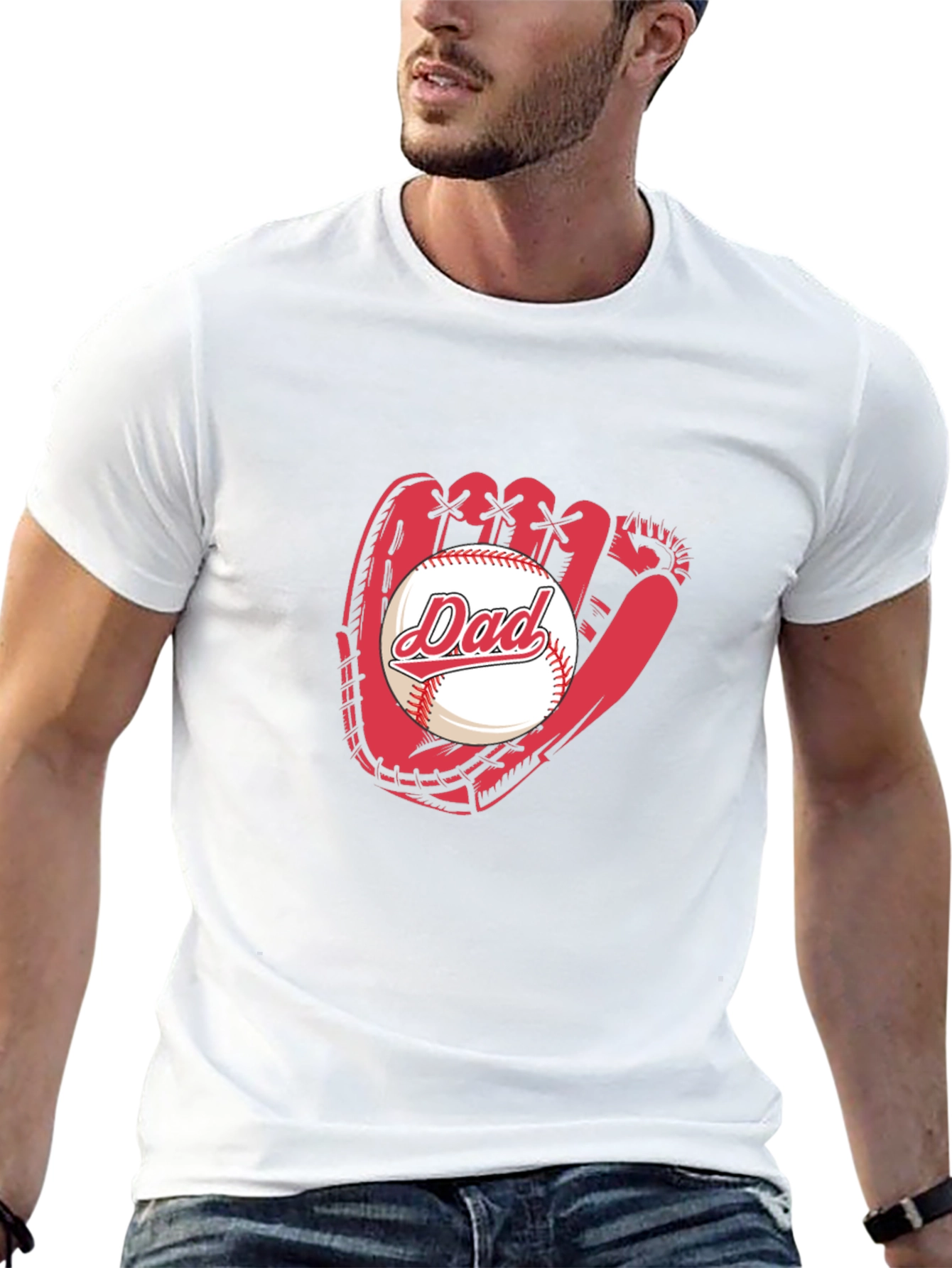 Dad Baseball Glove Graphic Tee - Fathers Day Gift