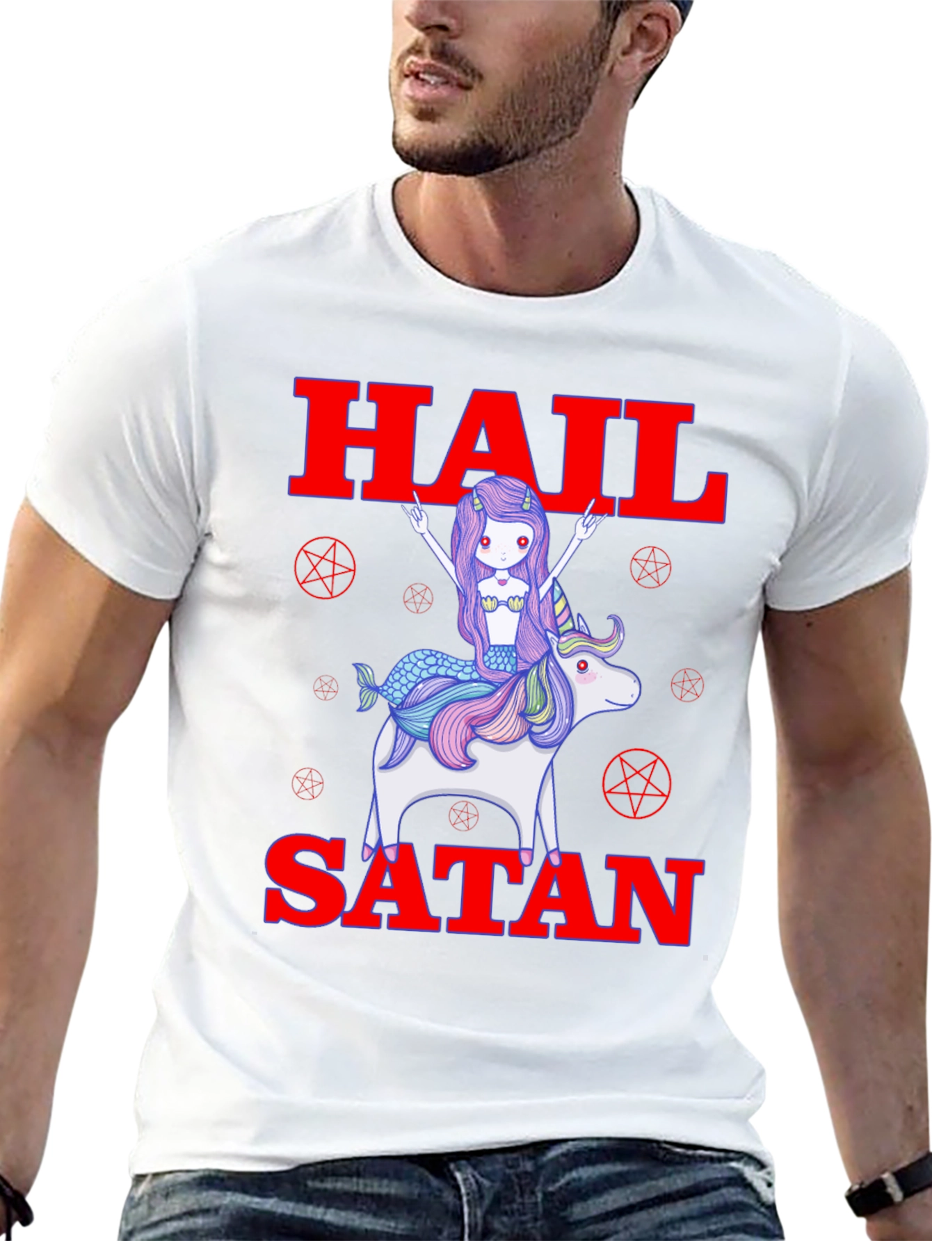Hail Satan Mermaid Unicorn Graphic Tee