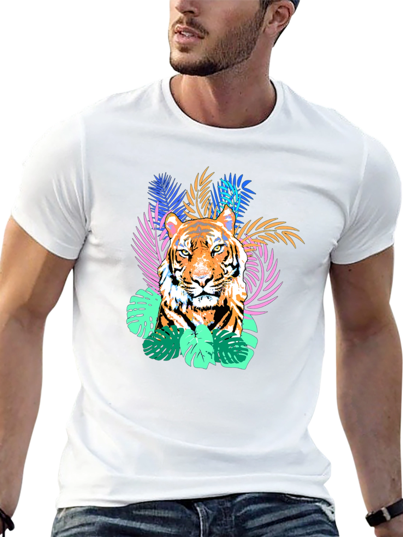 Tiger Graphic Print Tee - Black