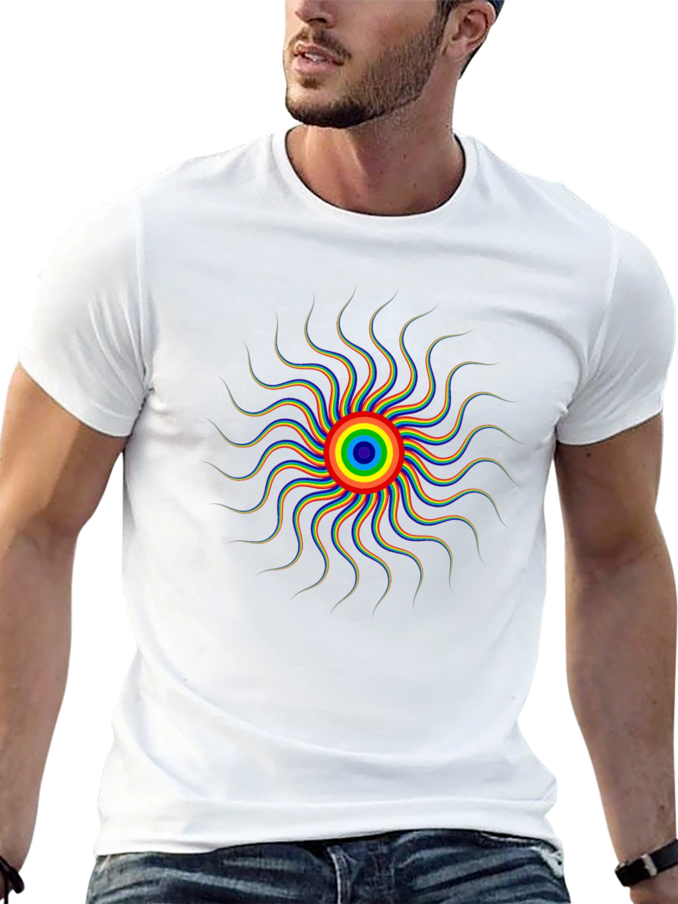 Psychedelic Sun Graphic T-Shirt - Black