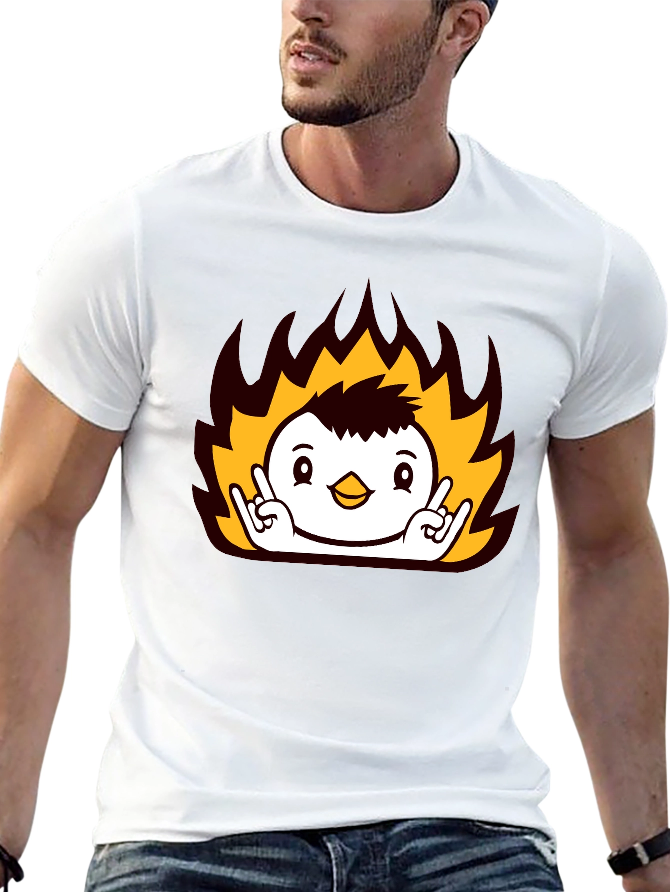 Rock On Fire Bird Black T-Shirt