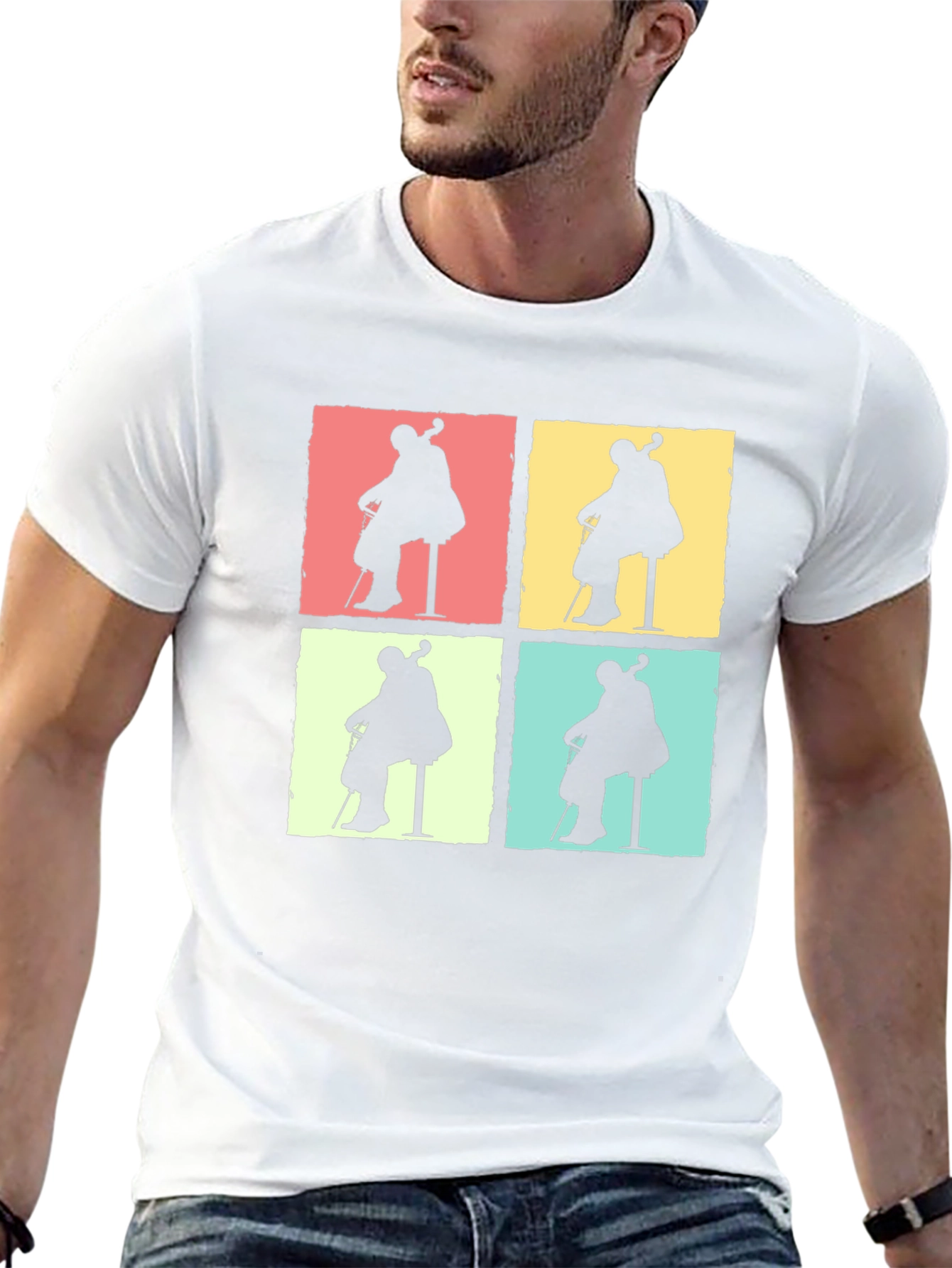 Cello Player Silhouette Graphic T-Shirt