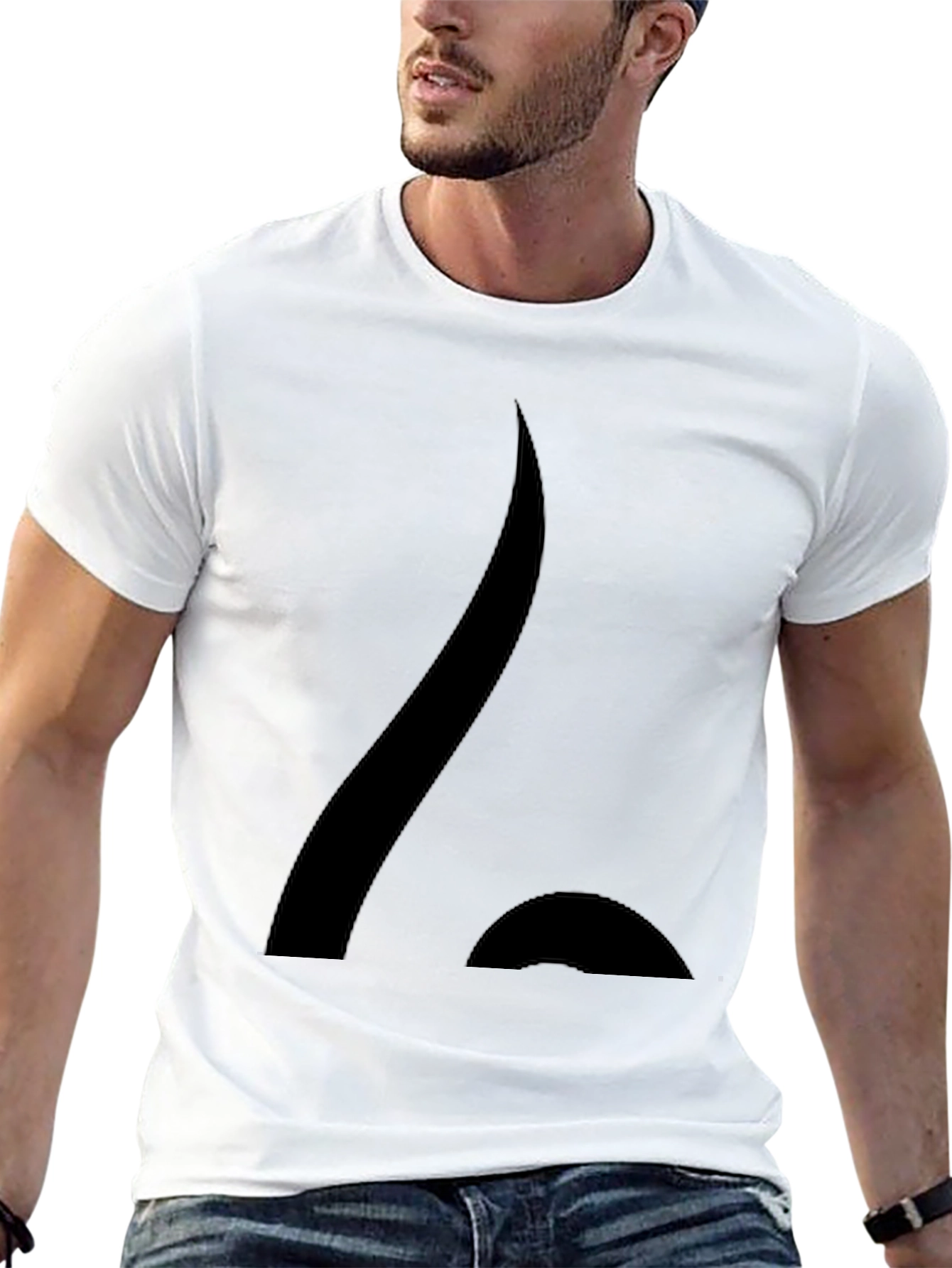 Abstract Design Black Cotton Blend Tee Shirt