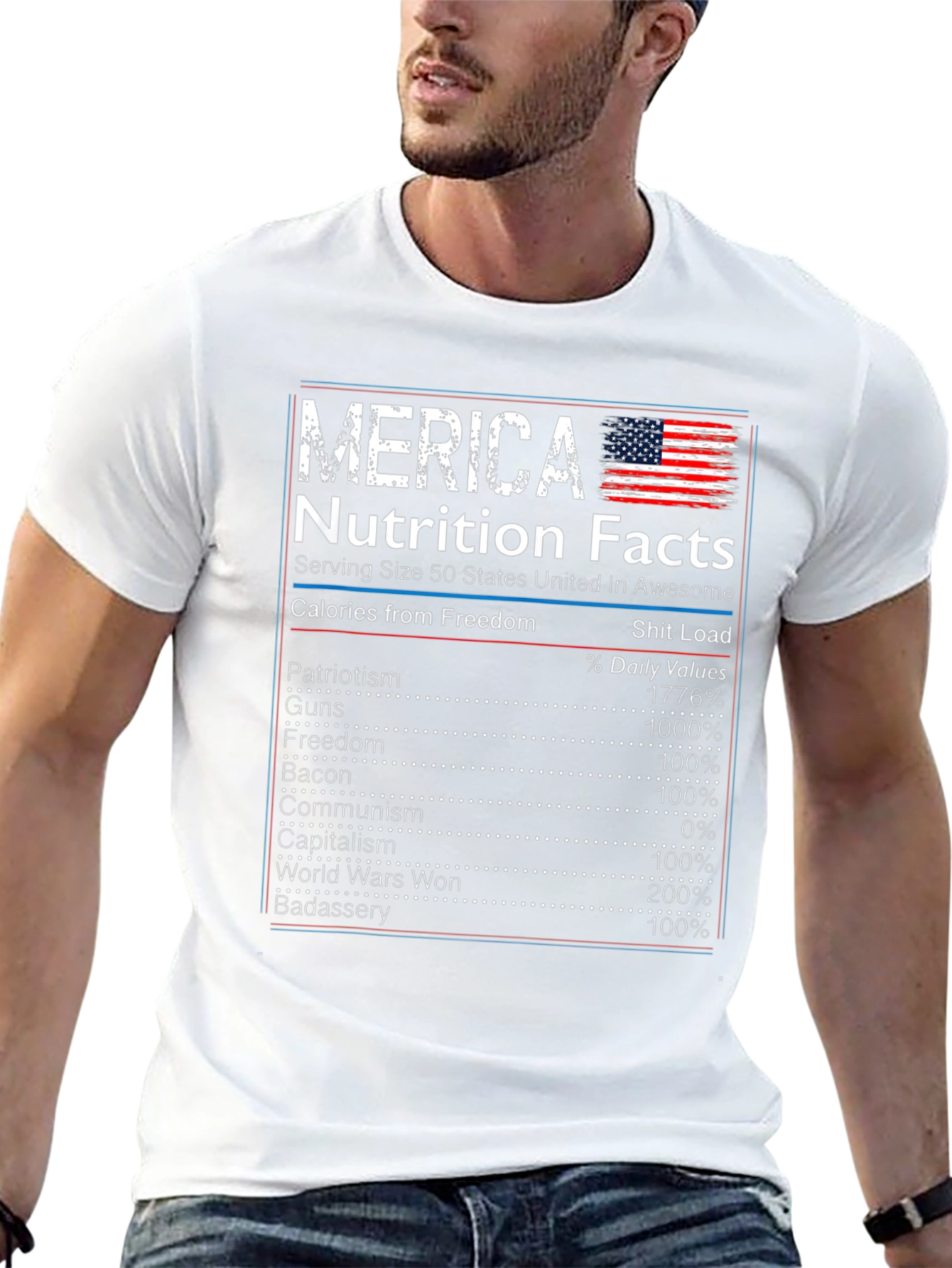 Merica Nutrition Facts Patriotic T-Shirt