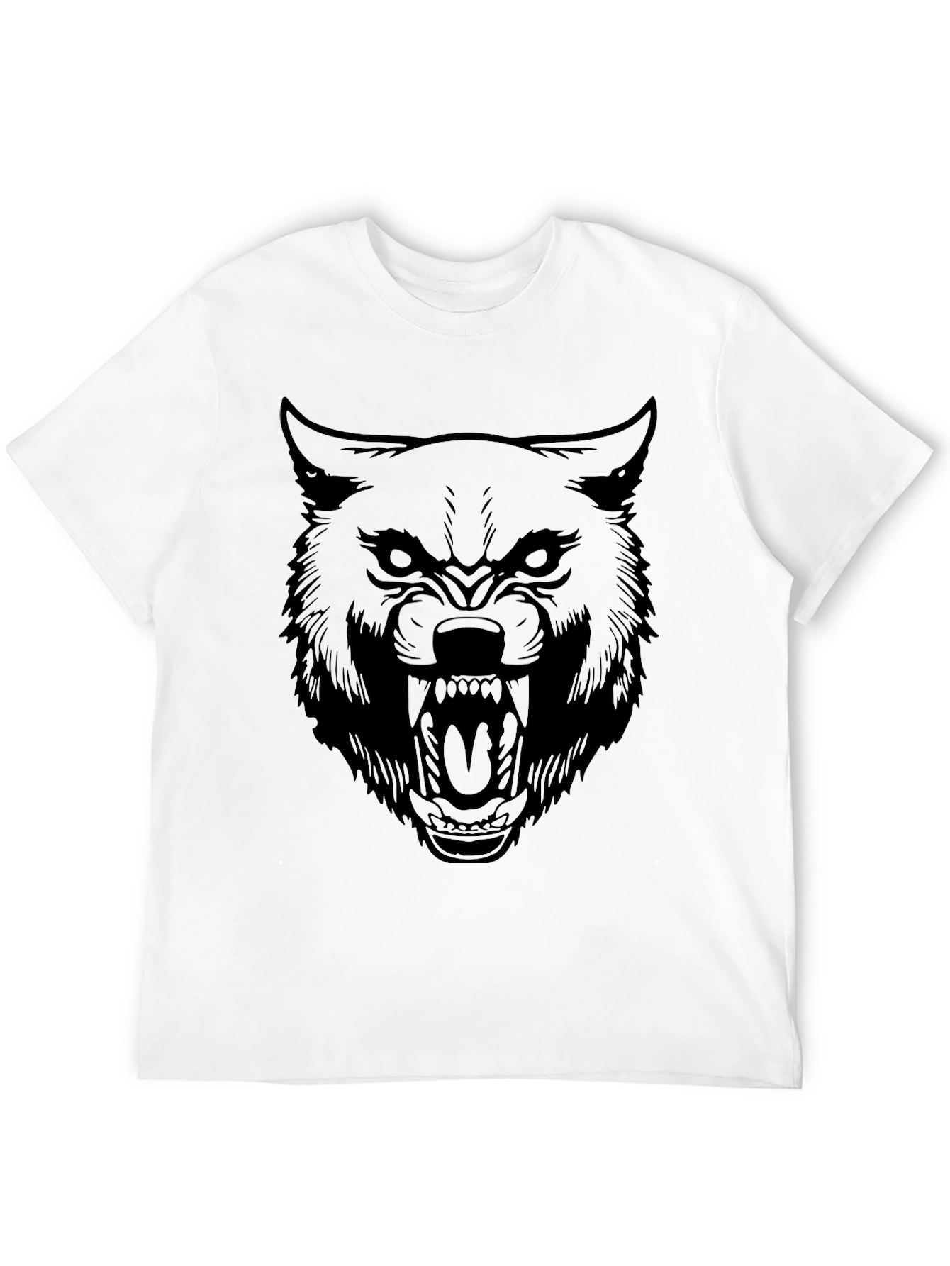 Mens Black Wolf Graphic T-Shirt
