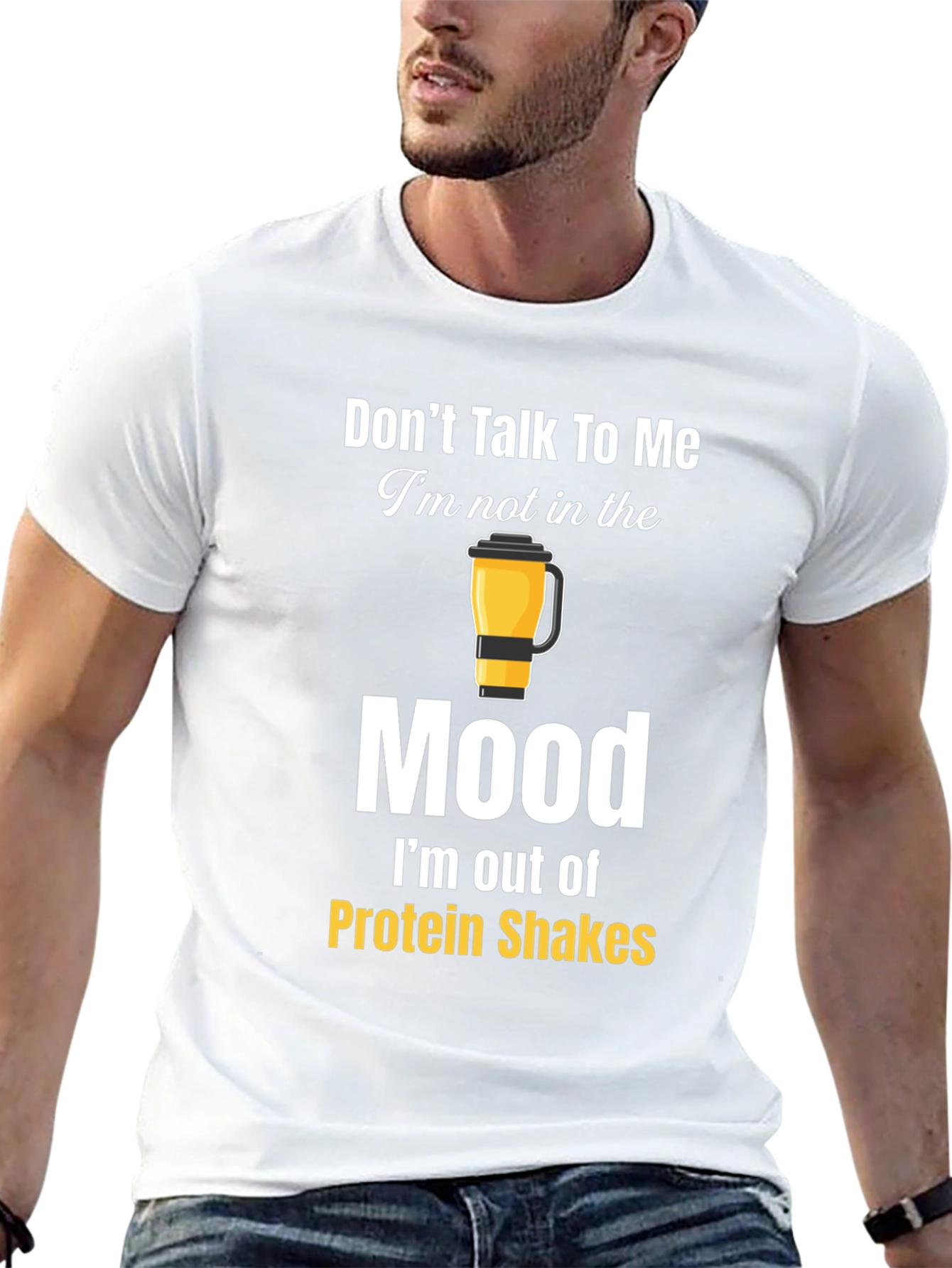 Funny Protein Shakes Mood Graphic T-Shirt