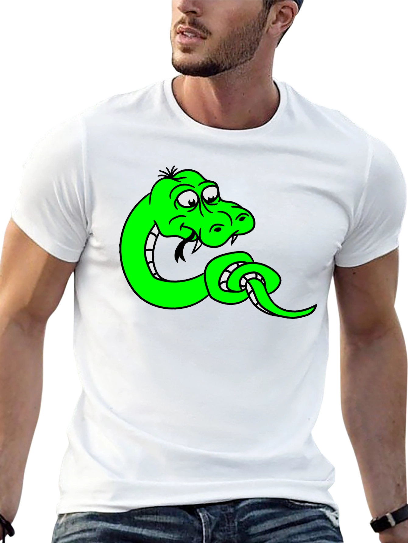 Cartoon Snake Black T-Shirt