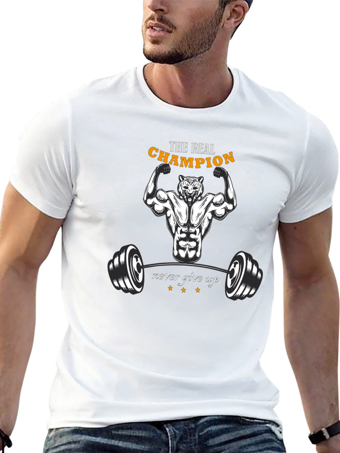 Champion Graphic T-Shirt - Fitness Tiger Design