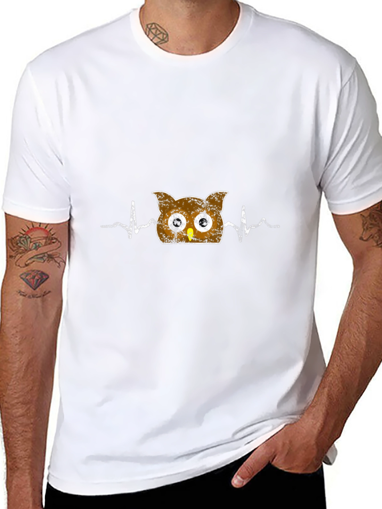 Owl Heartbeat T-Shirt - Fun Animal Graphic Tee