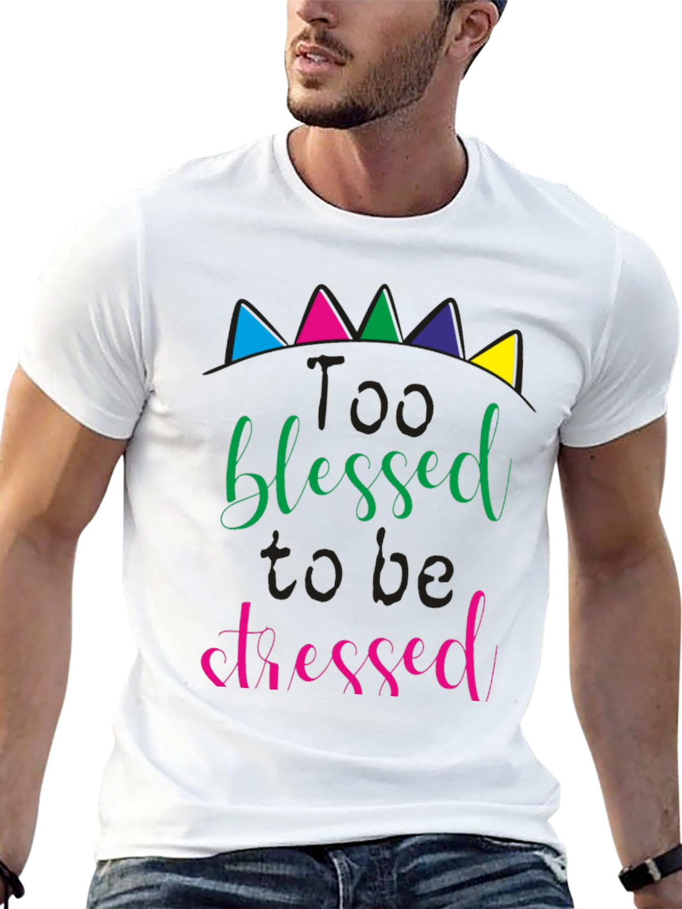 Too Blessed to be Stressed Black T-Shirt