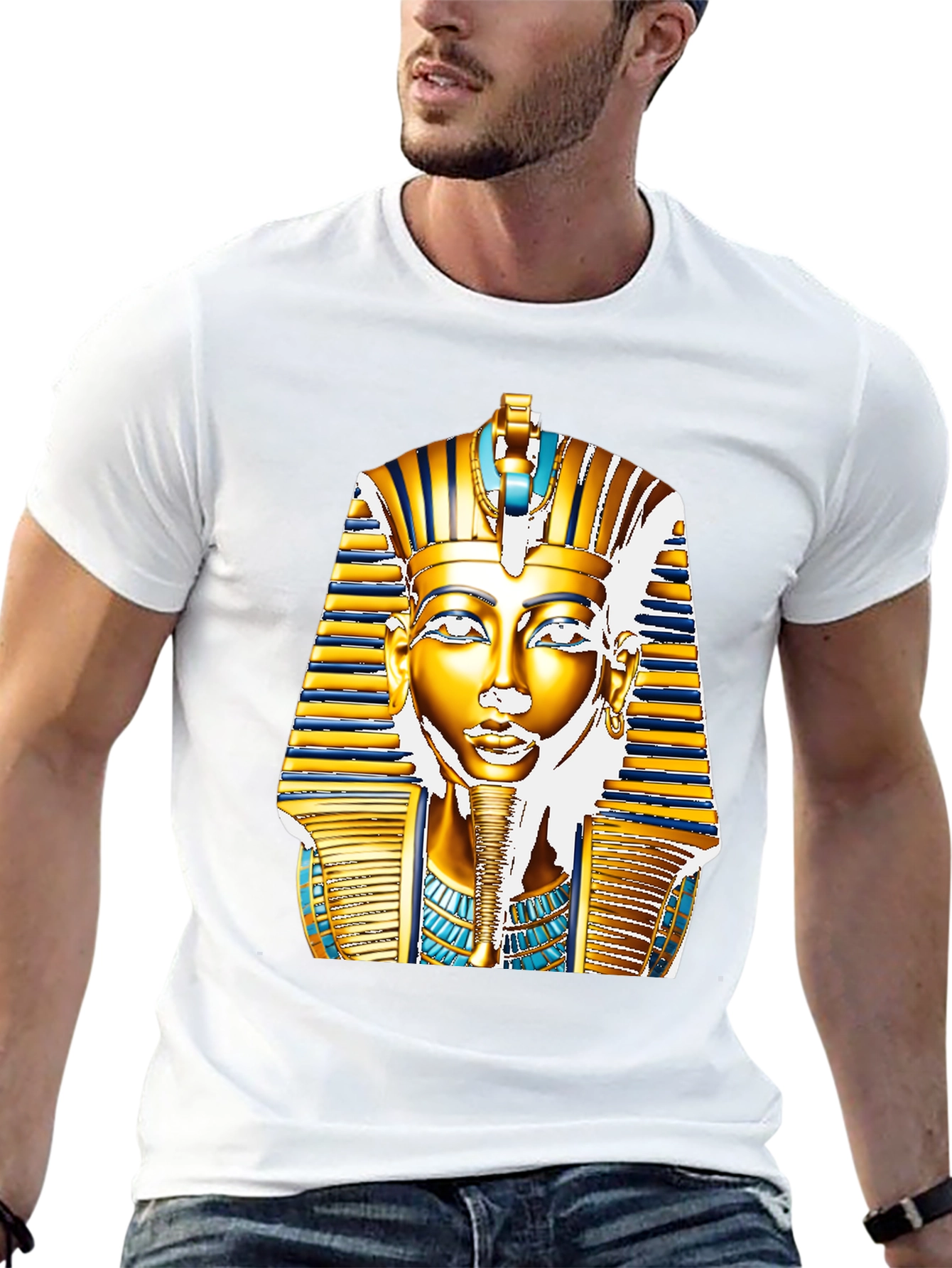 Egyptian Pharaoh T-Shirt - Gold King Tut Design