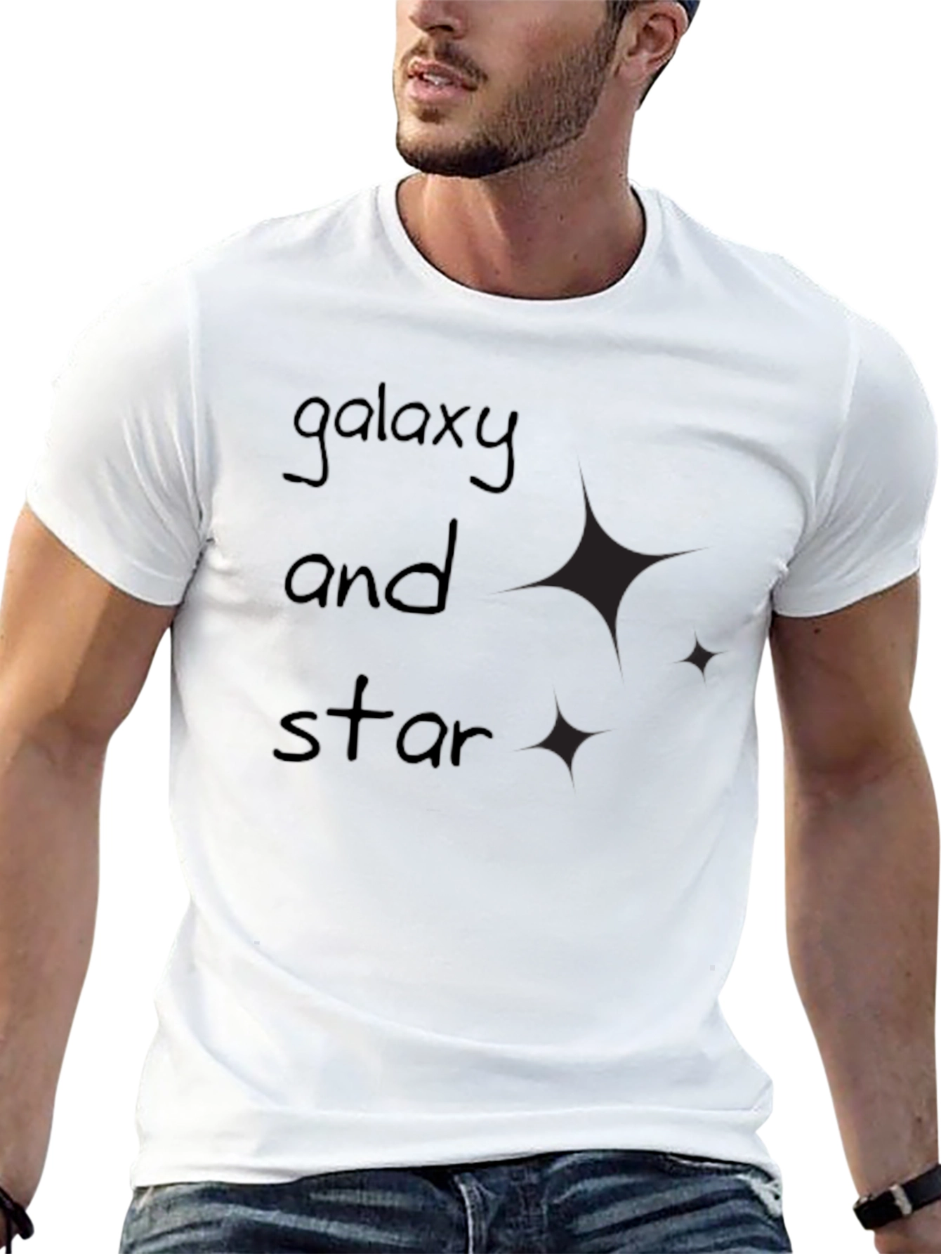 Galaxy and Star Black T-Shirt